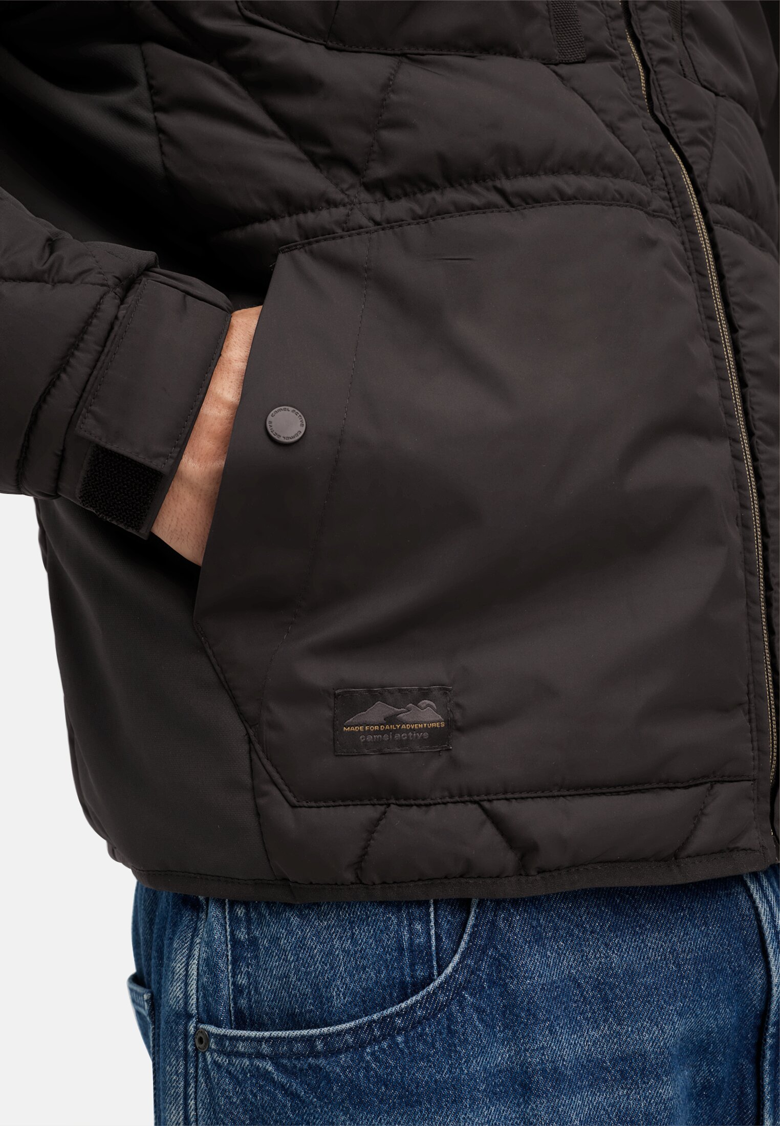 Men Blouson with water-repellent function Black worn detail close