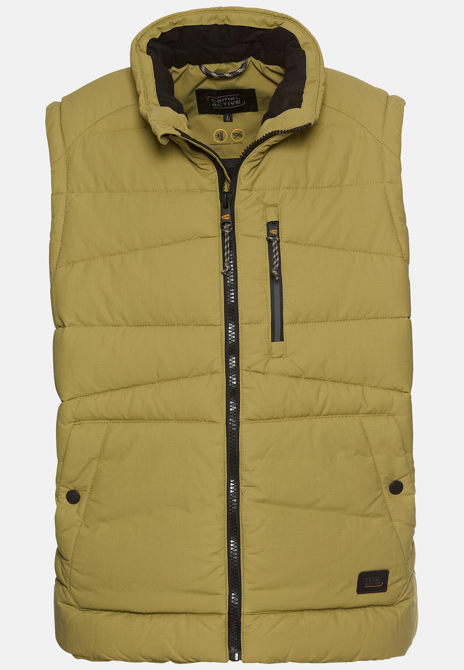 Men Vest with a stand-up collar Moss stone frontal front