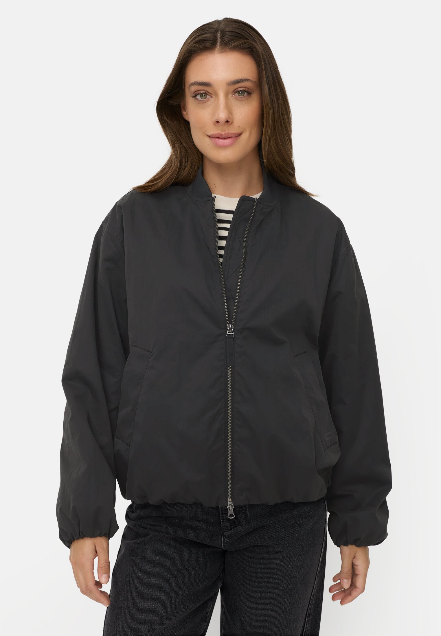 Women Padded bomber jacket in oversized fit Black worn front
