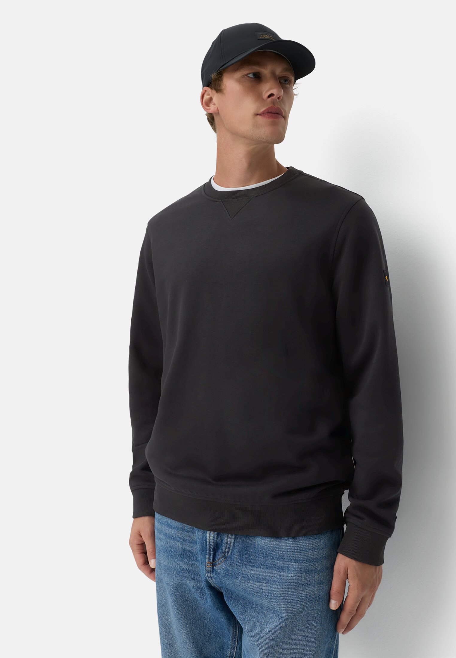 Men Sweatshirt in cotton blend Black worn emotional