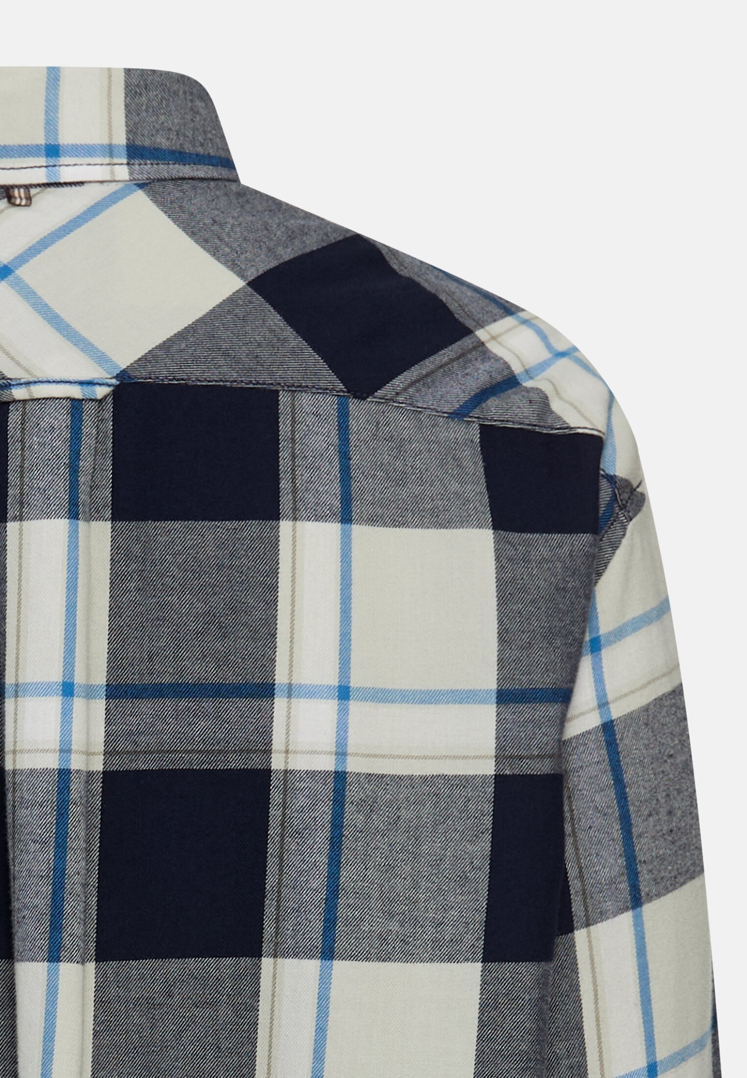 Women Chequered blouse with a breast pocket Dark blue and white close back