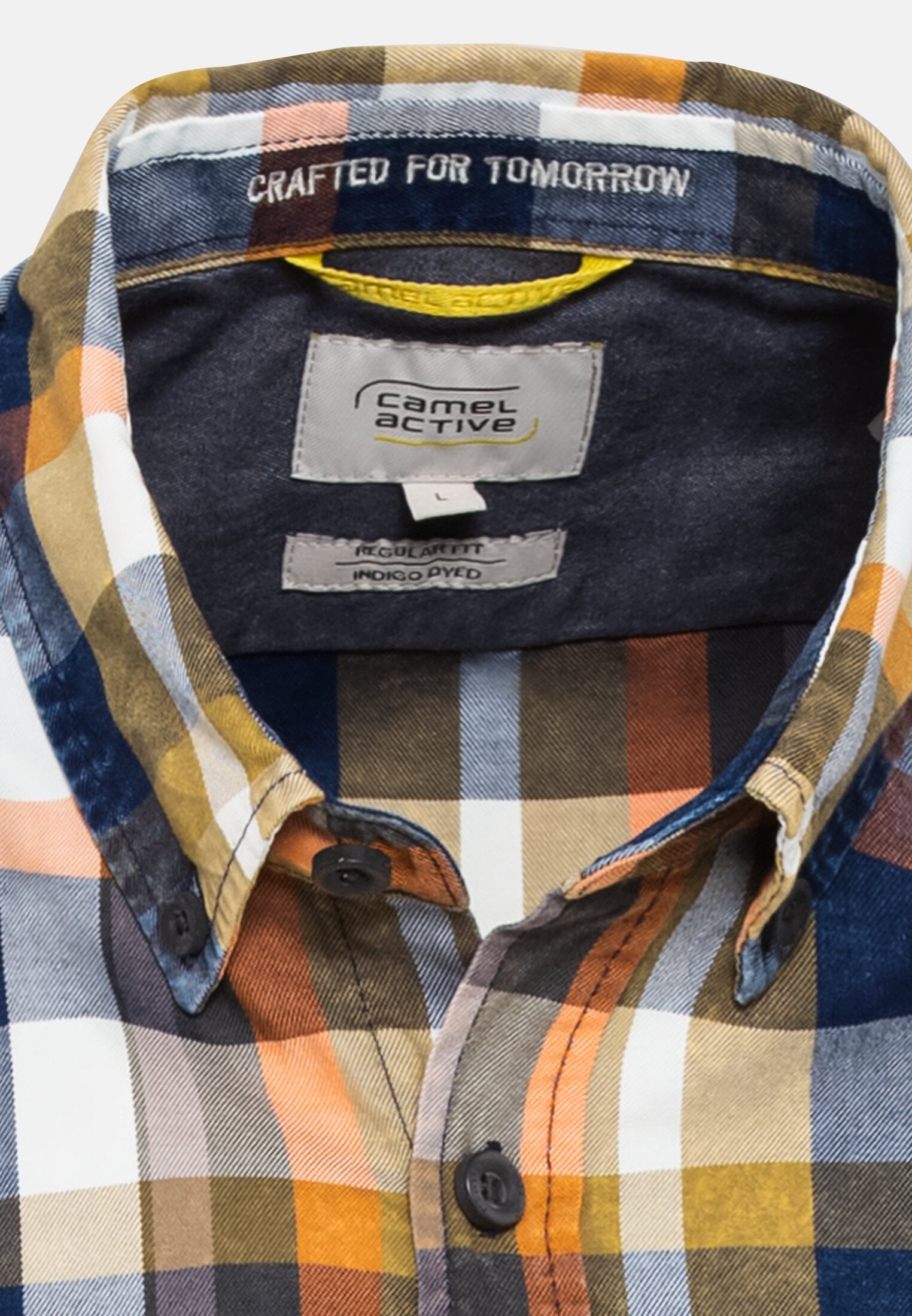 Herren Kurzarmhemd mit Karomuster Oliv Grün vorne nah