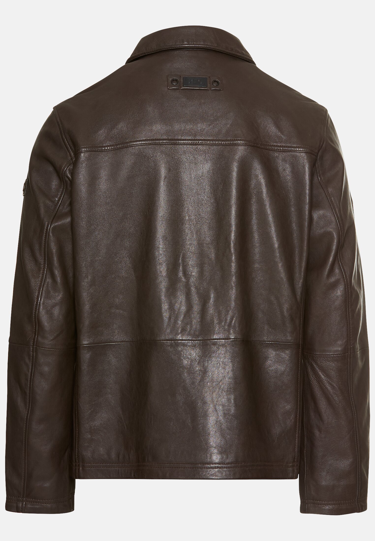 MI_31070-5L21-26_2G-00 Men Leather Blouson with shirt collar Brown frontal back