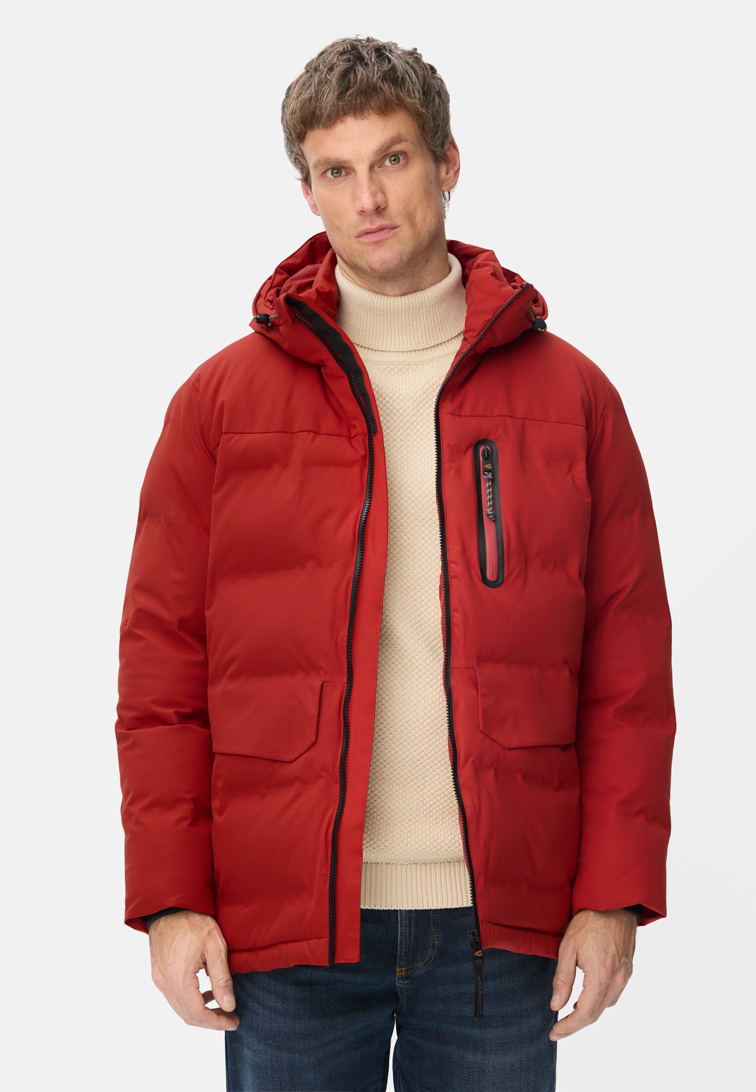 Herren teXXXactive® Funktionsjacke mit versiegelten Nähten Rot getragen vorn