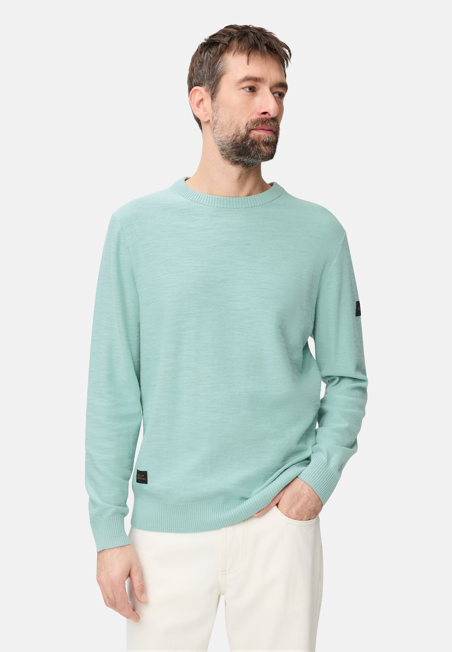 Heren Gebreide trui van puur katoen Oceaan Groen gedragen voor