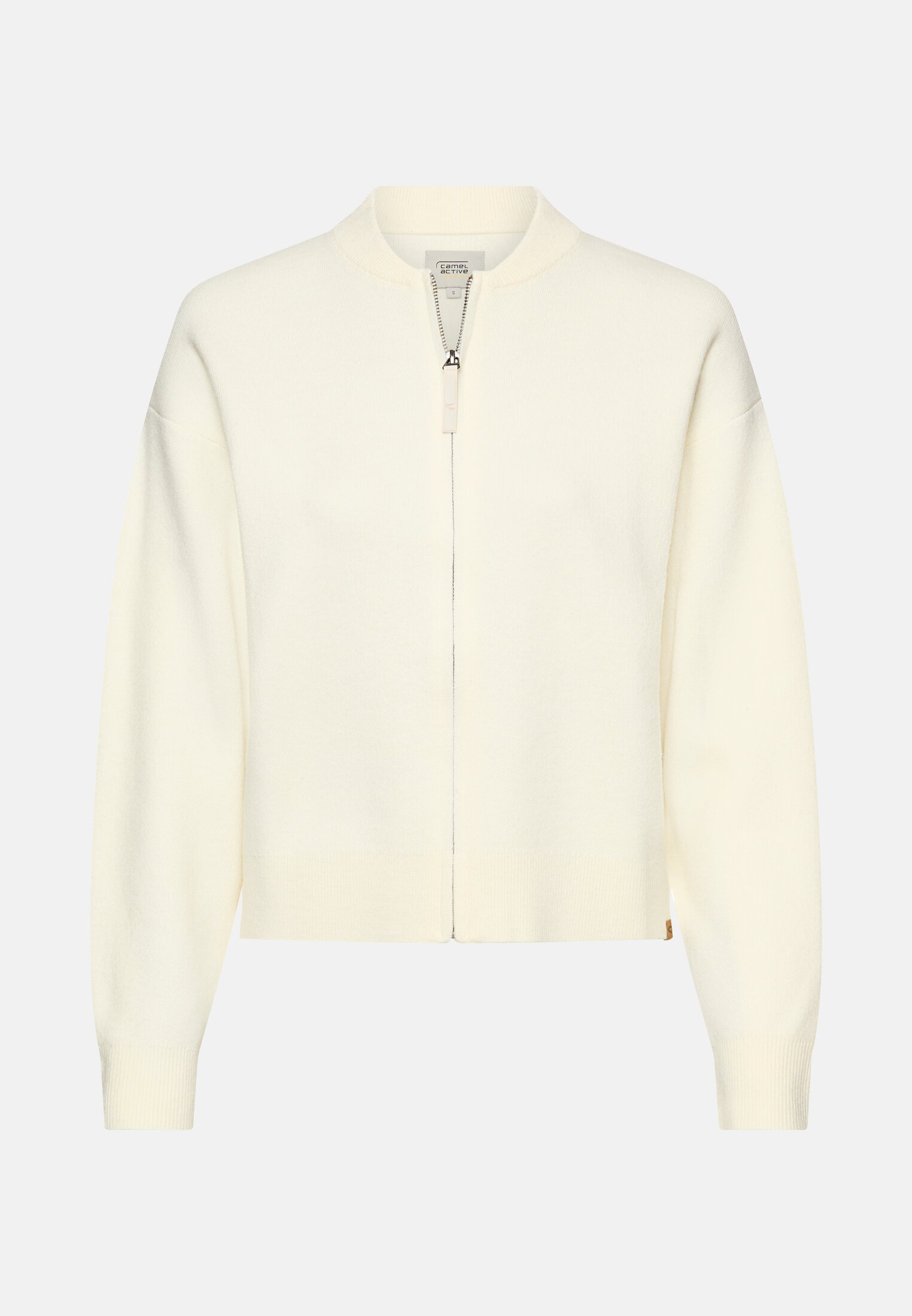 Women Bomber style cardigan Milk White frontal front