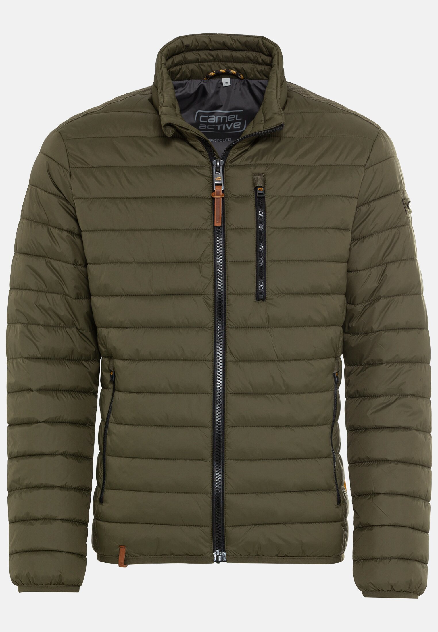 Men Downfree quilted jacket from recycled polyester Olive frontal front