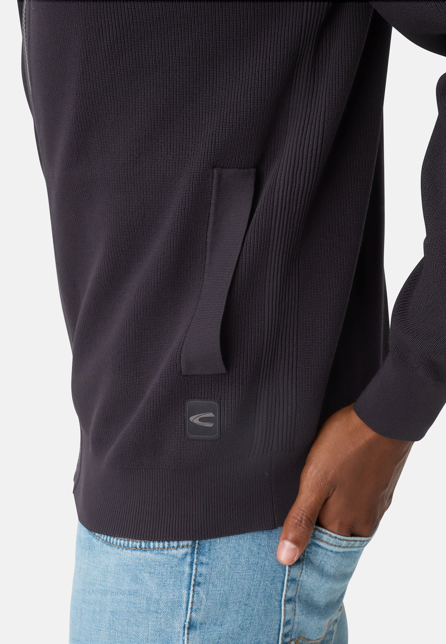 Men fleXXXactive® cardigan made from lightweight material Navy blue worn detail close