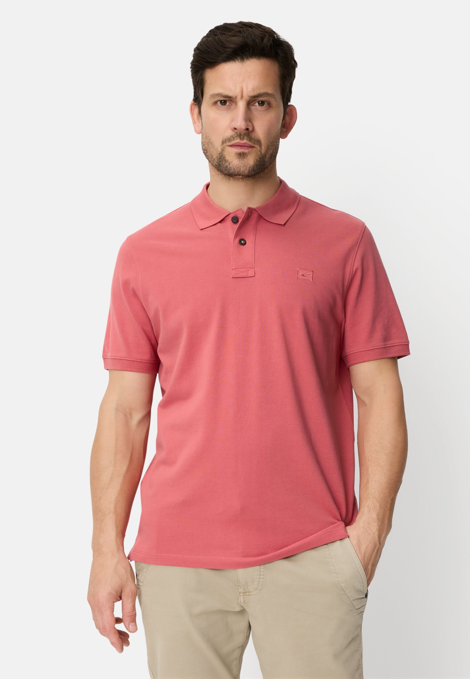 Heren Poloshirt met korte knoopsluiting Rood gedragen voor