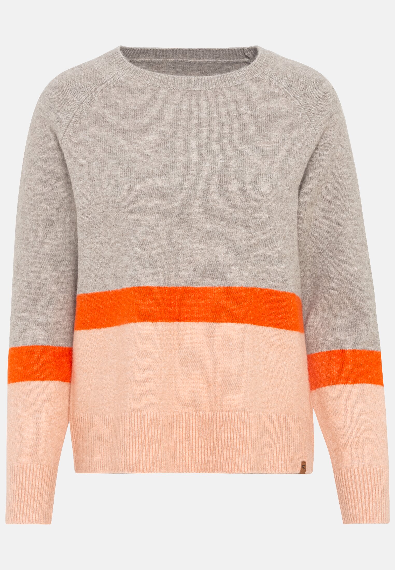 Women Knitted jumper in colour block stripes Rose Grey frontal front