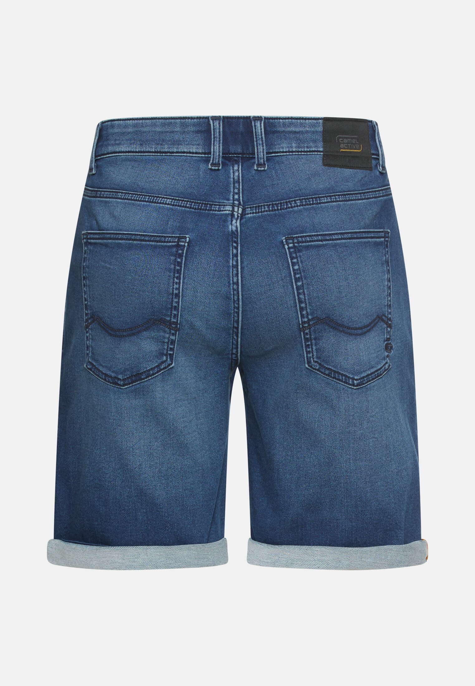 Men fleXXXactive® Jeans shorts made from cotton blend Indigo Blue frontal back