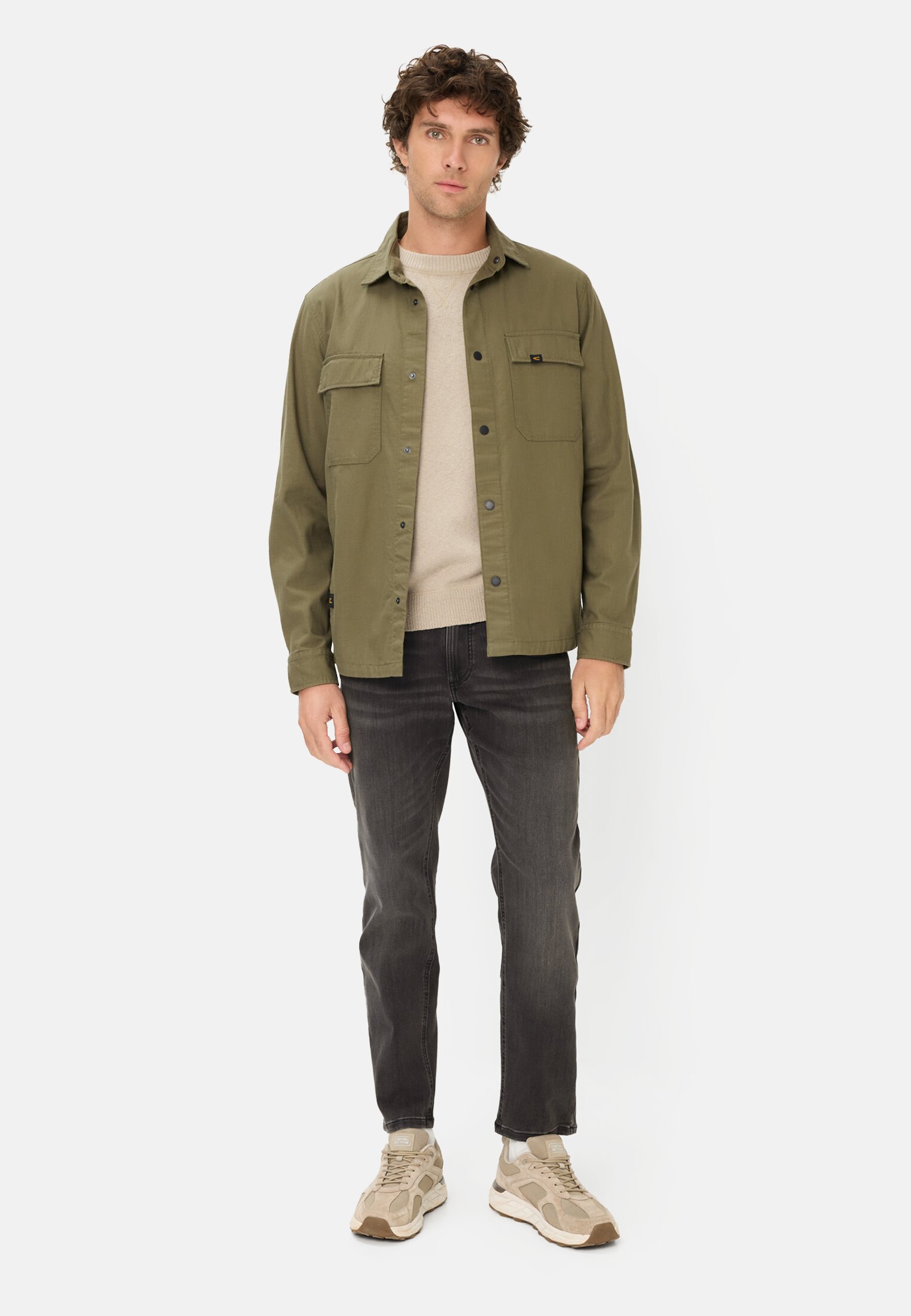 Heren Slim Fit fleXXXactive® Jeans Grafietgrijs gedragen voor lichaam compleet 