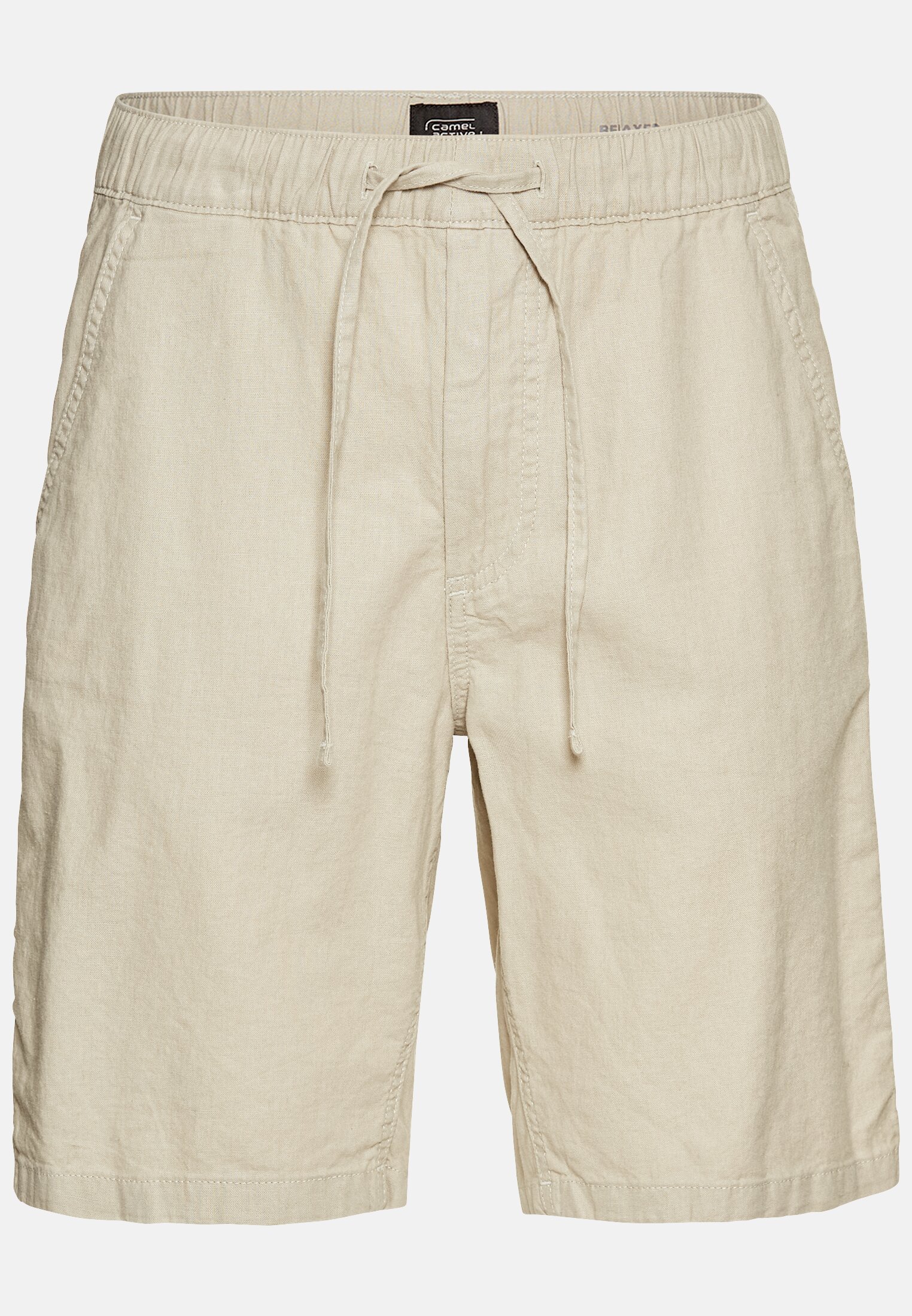 Men Chino shorts with elastic waistband Beige frontal front