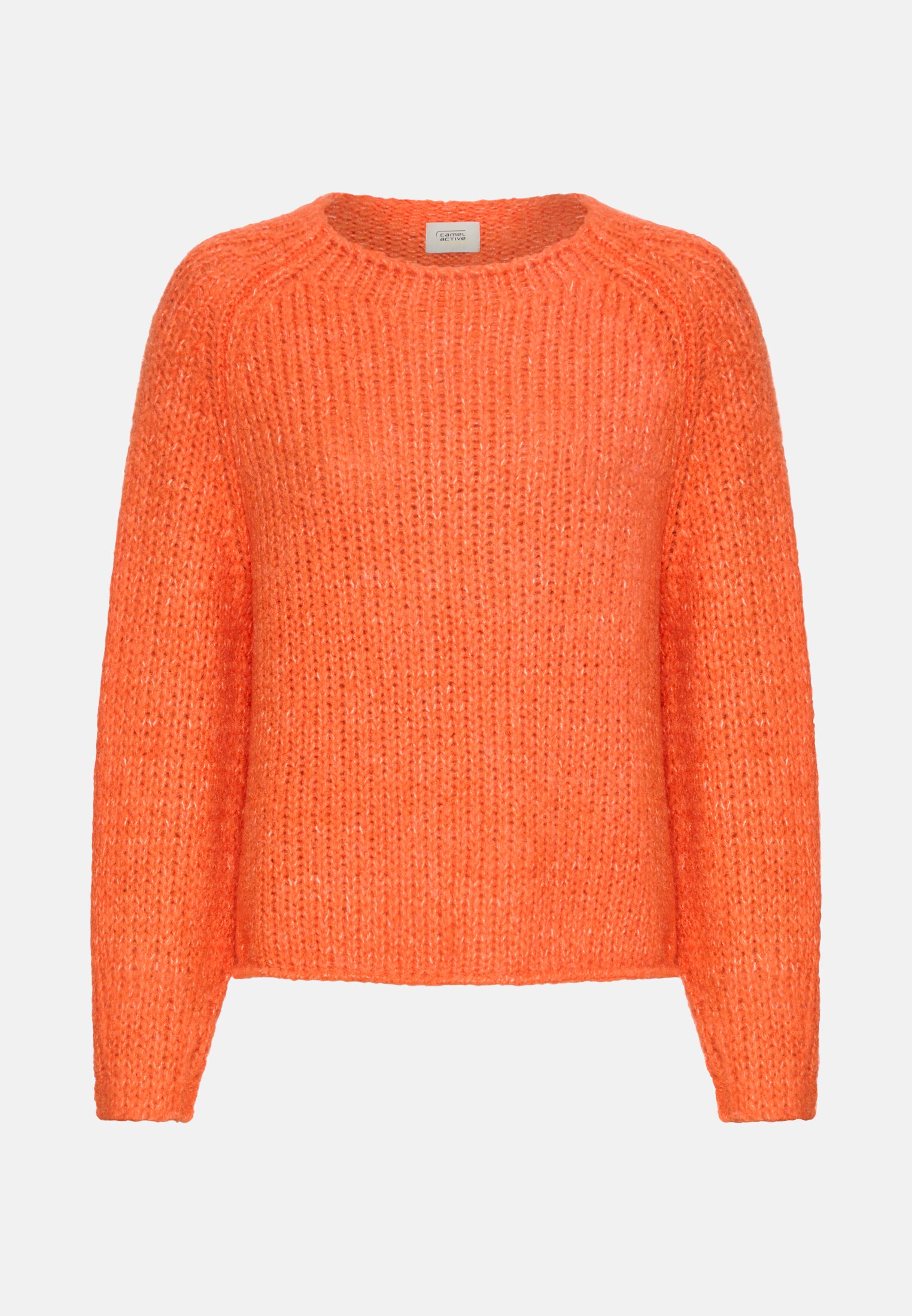 Damen Strickpullover mit weiten Ärmeln Orange frontal vorn