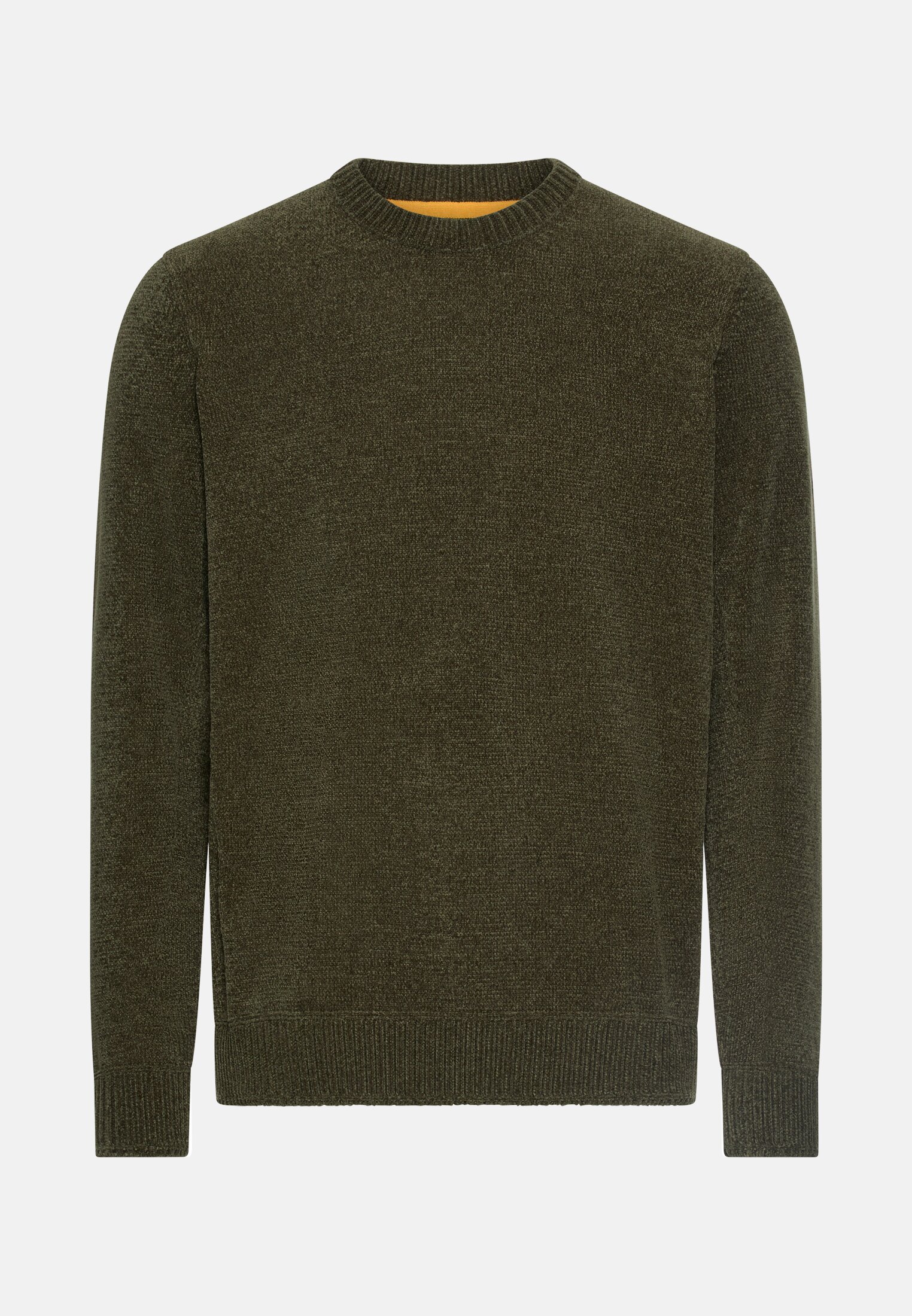 Men Sweater with side knit insert Olive Green frontal front