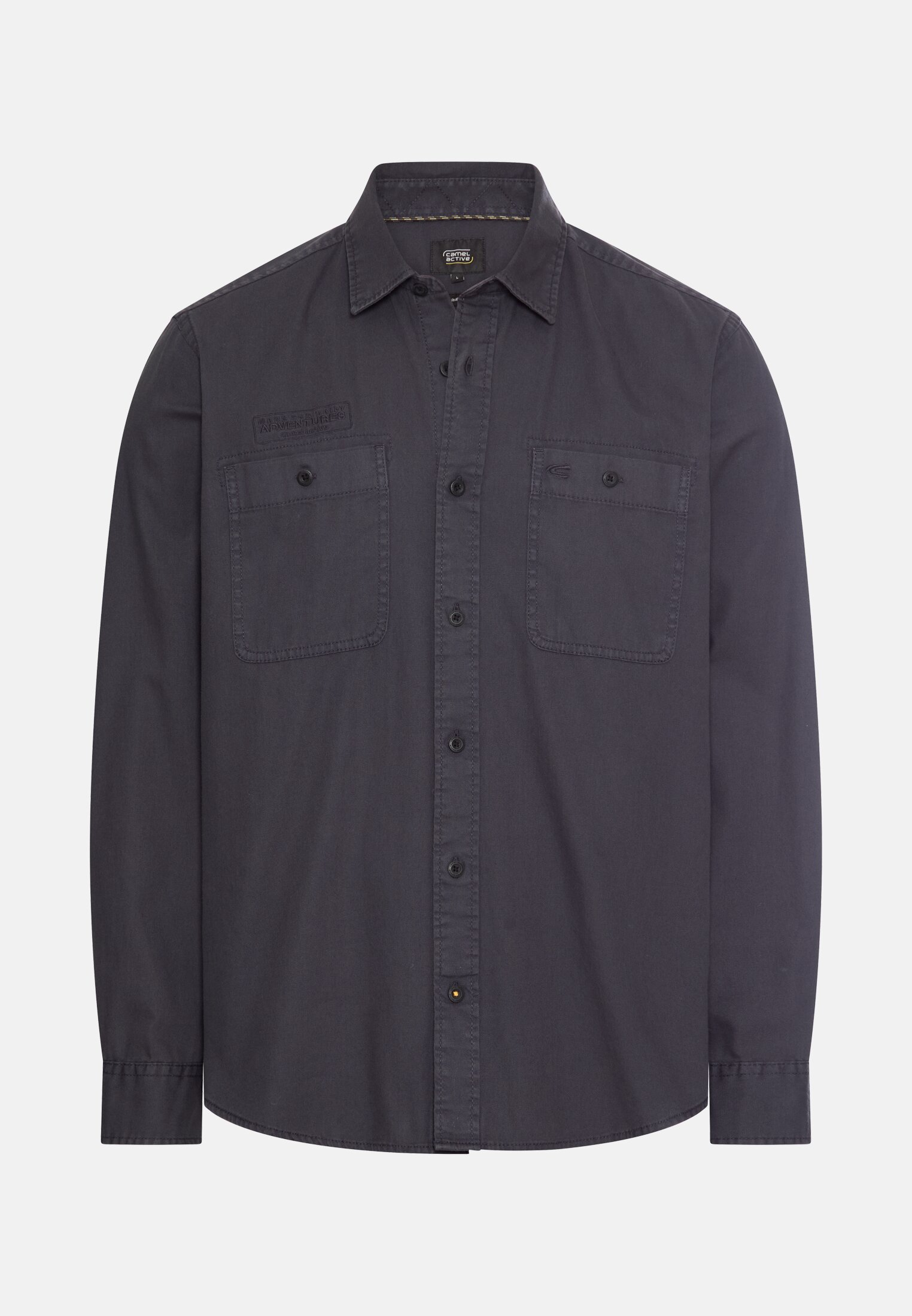 Men Long-sleeve shirt made of sturdy canvas Dark Blue frontal front