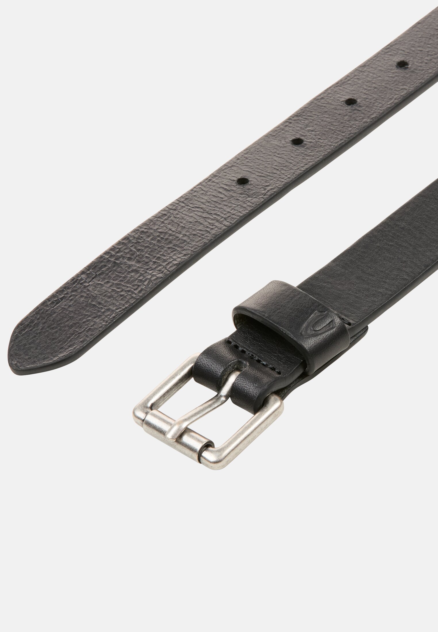 Women Leather belt with smooth surface Black front close