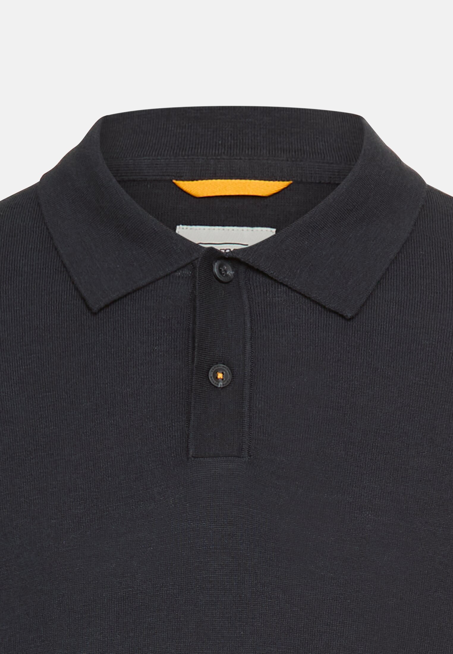 Herren Leichtes Langarm Polo aus reiner Baumwolle Navyblau vorne nah