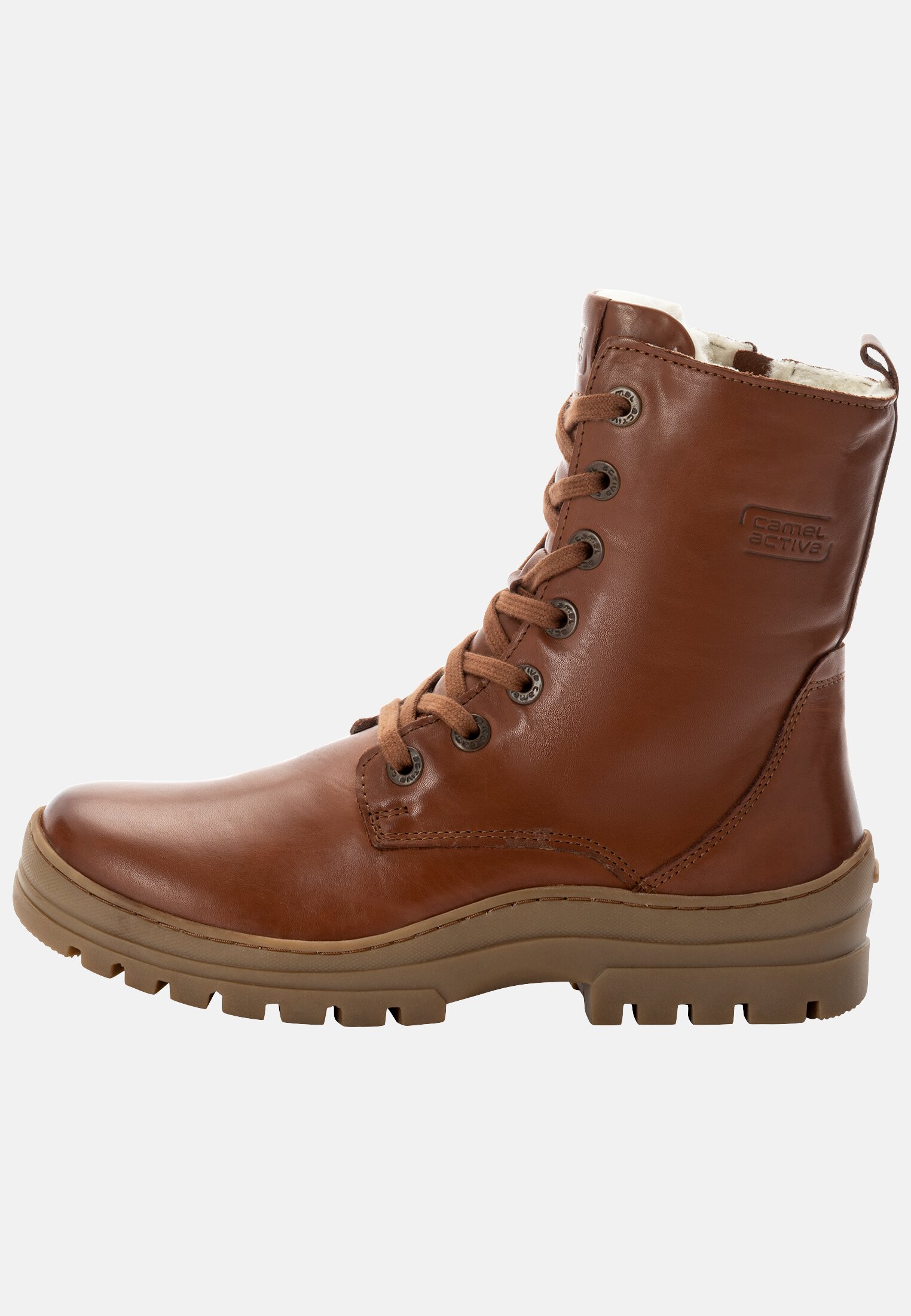 Women Lace-up boot made from cowhide Brown frontal front