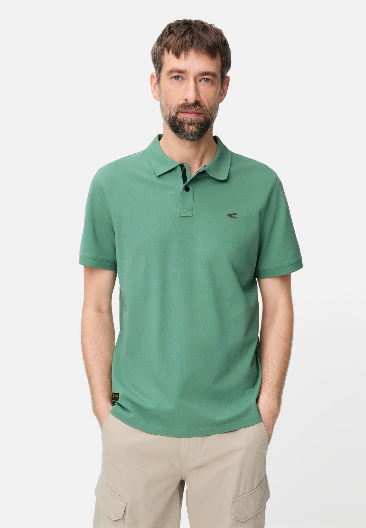 Heren Poloshirt met contrastdetails Lagunengroen gedragen voor