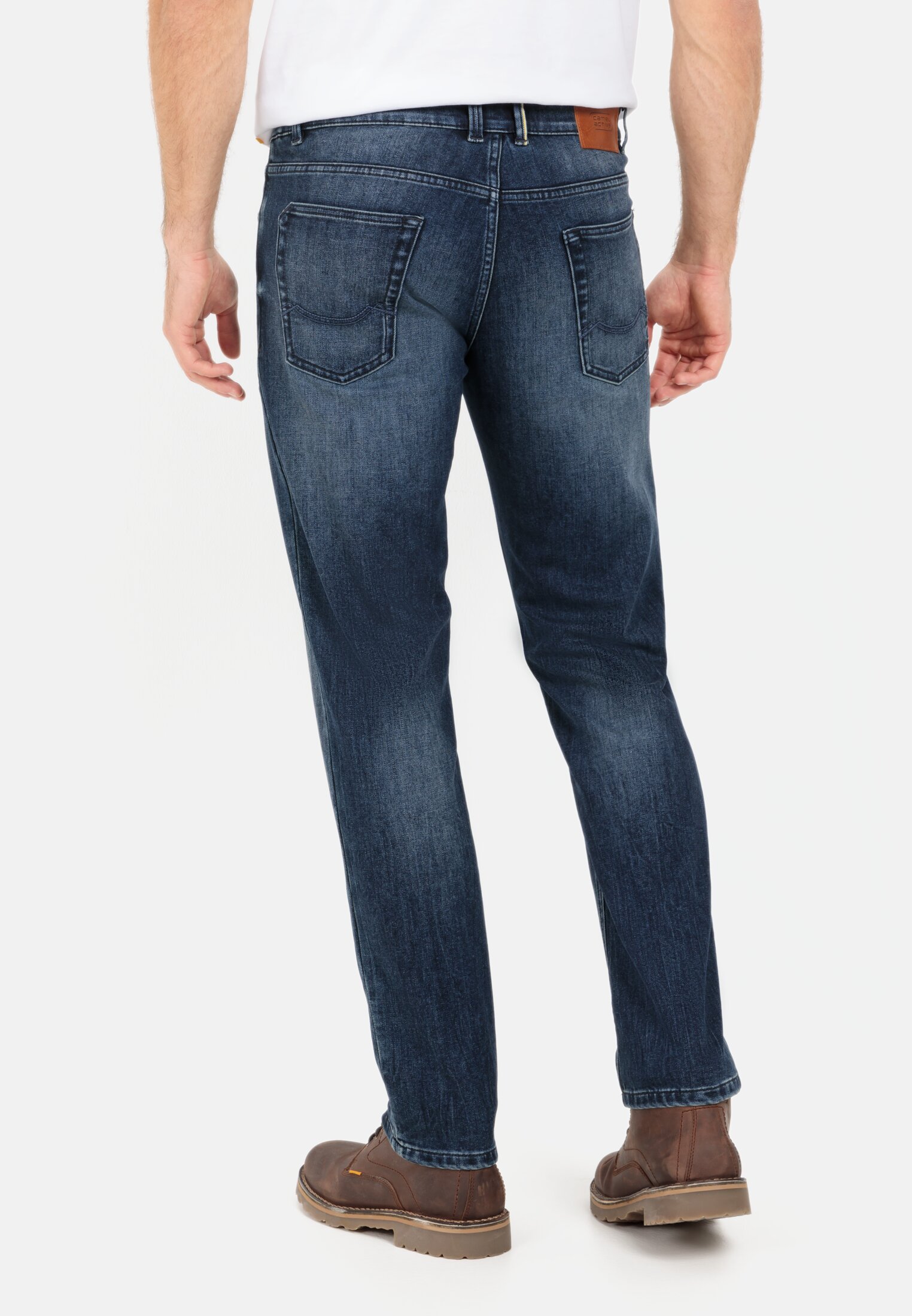 Men Regular Fit 5-Pocket Jeans with thermal lining Indigo Blue worn back