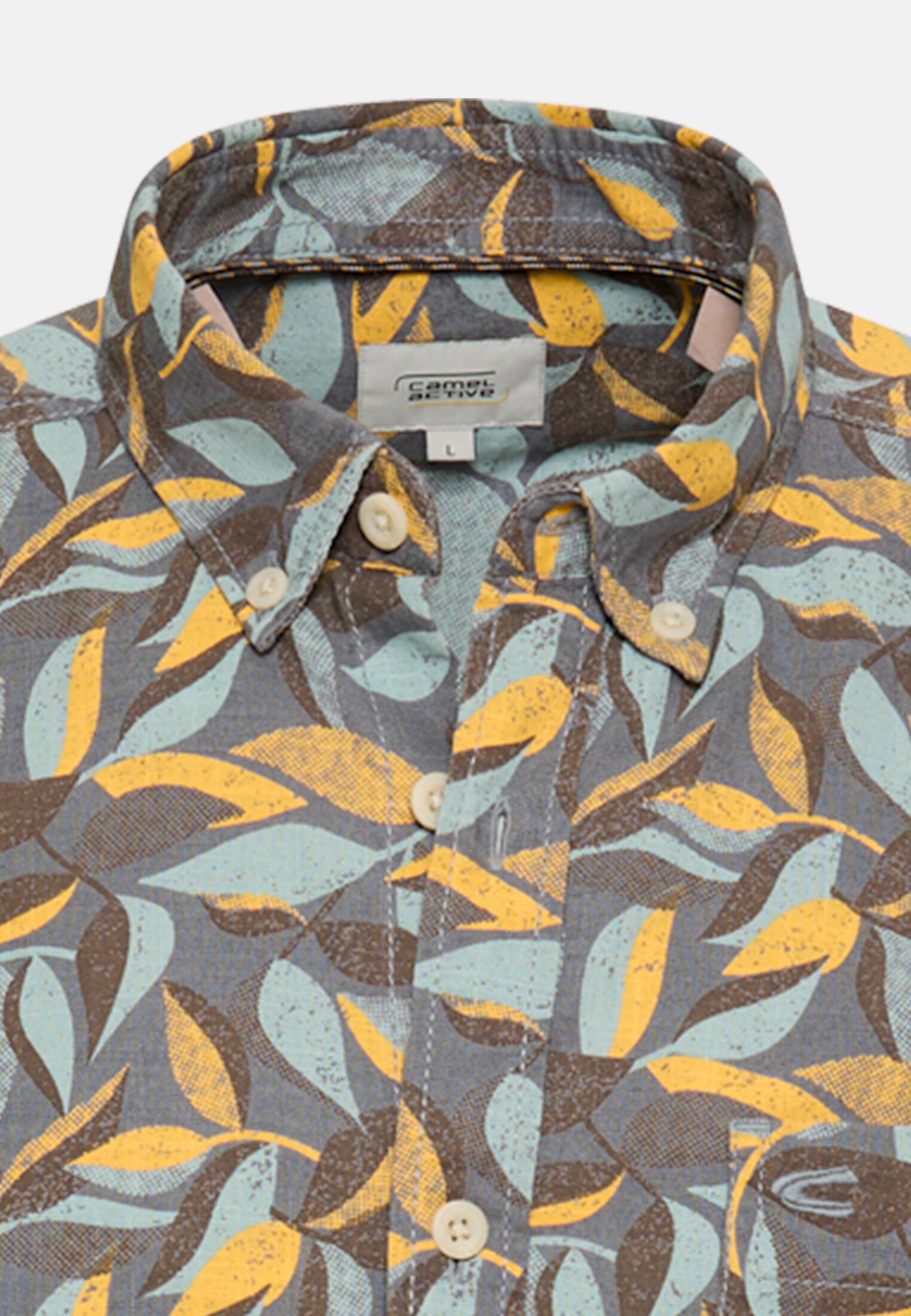 Men Short-sleeved shirt made of pure cotton Sun Yellow front close