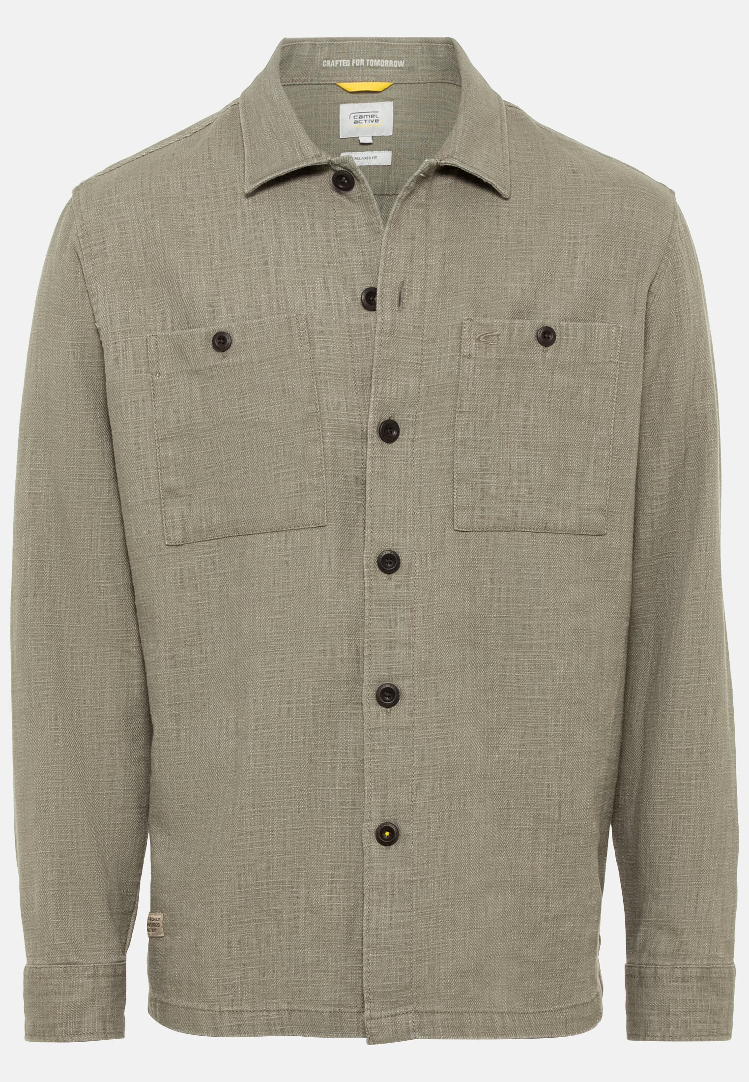 MI_09332-1S42-31_0G-00 Men Overshirt in a linen-cotton mix Khaki frontal front