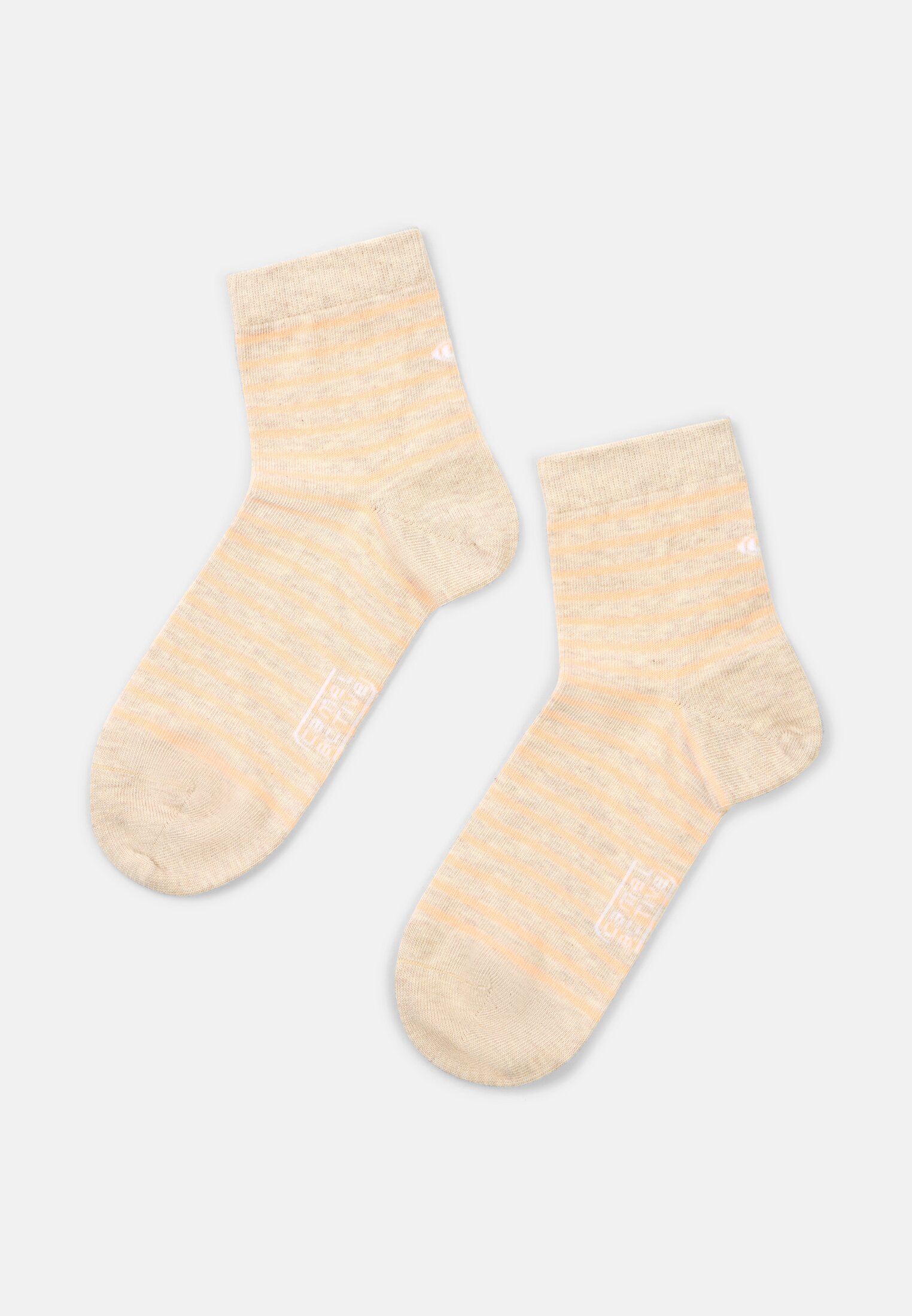 Vrouwen Sokken van een katoenmix met strepen Beige front dichtbij