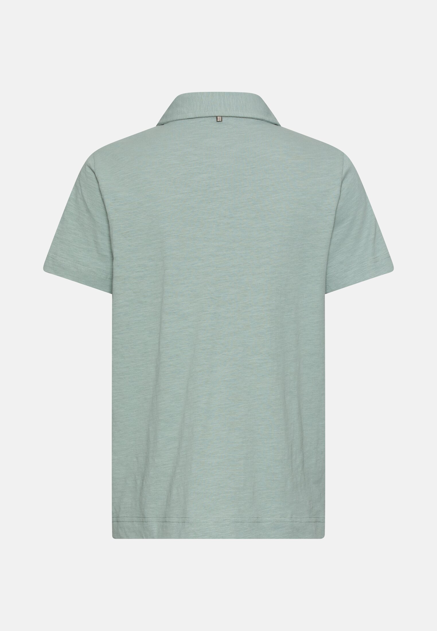 Women Polo shirt with button placket Jade Blue frontal back