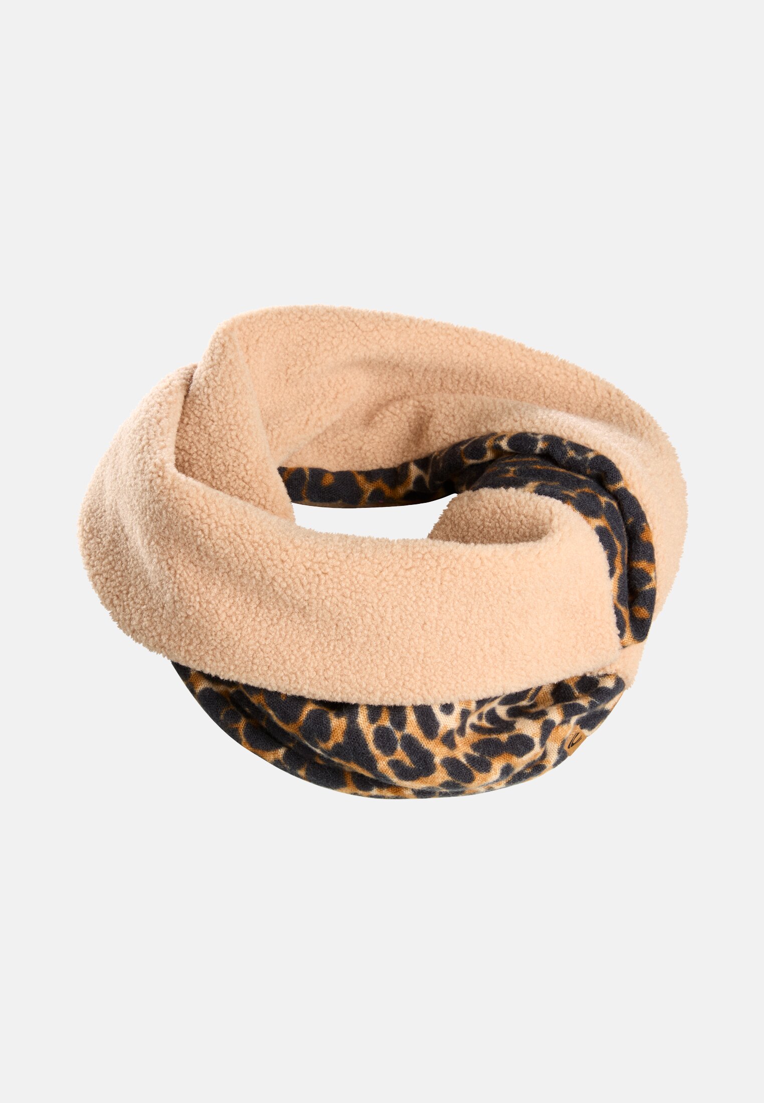 Damen Teddy Loop Schal Karamell frontal vorn