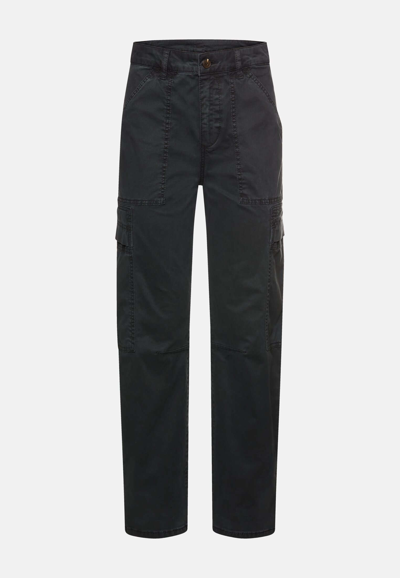 Damen Cargo Hose aus Baumwollmix Kaviar frontal vorn