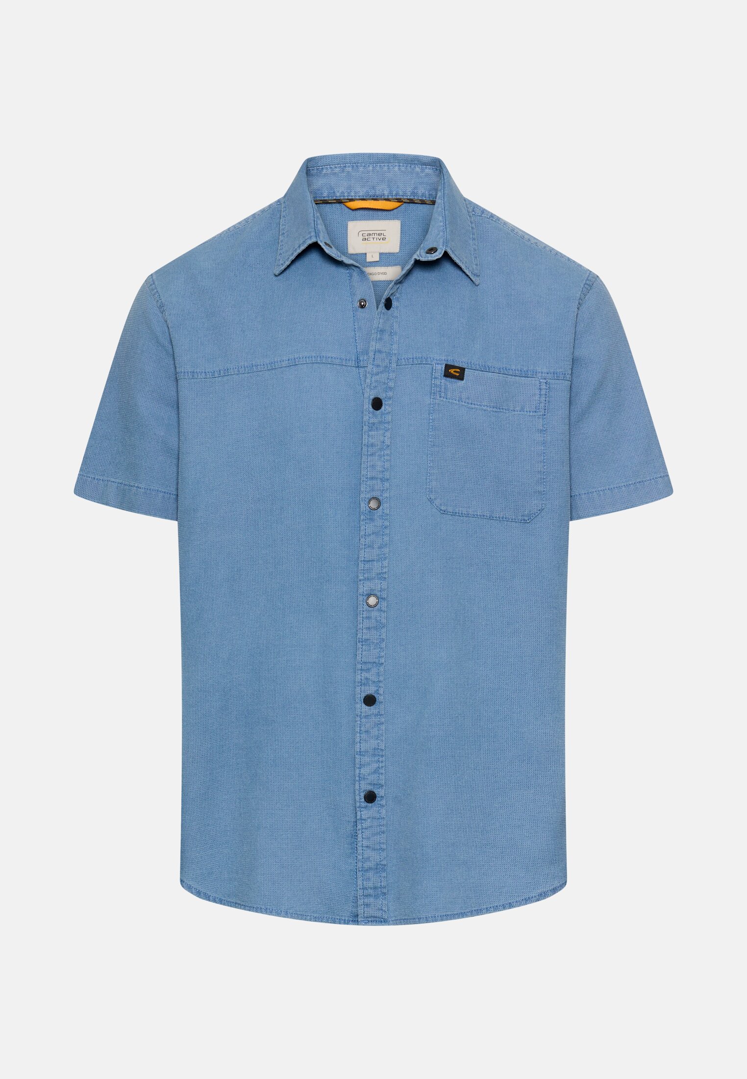 Men Short sleeve shirt made of pure cotton Sky Blue frontal front