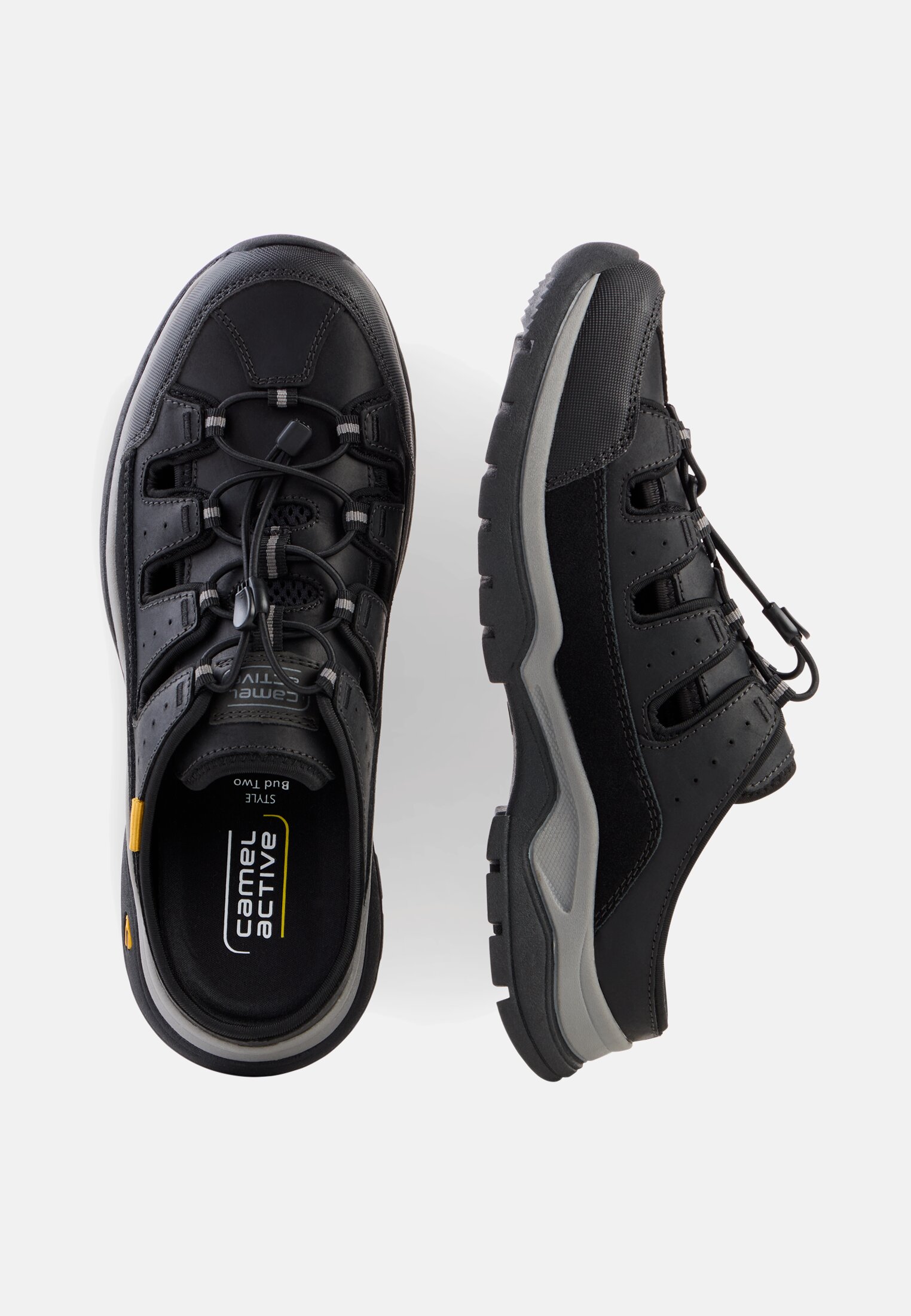 Men Trekking sandal with quick-adjust strap black frontal top