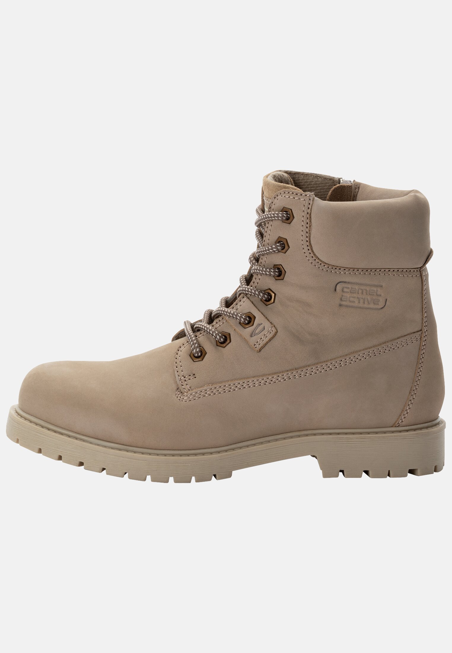Women Lace-up boot made of genuine leather Sand frontal front