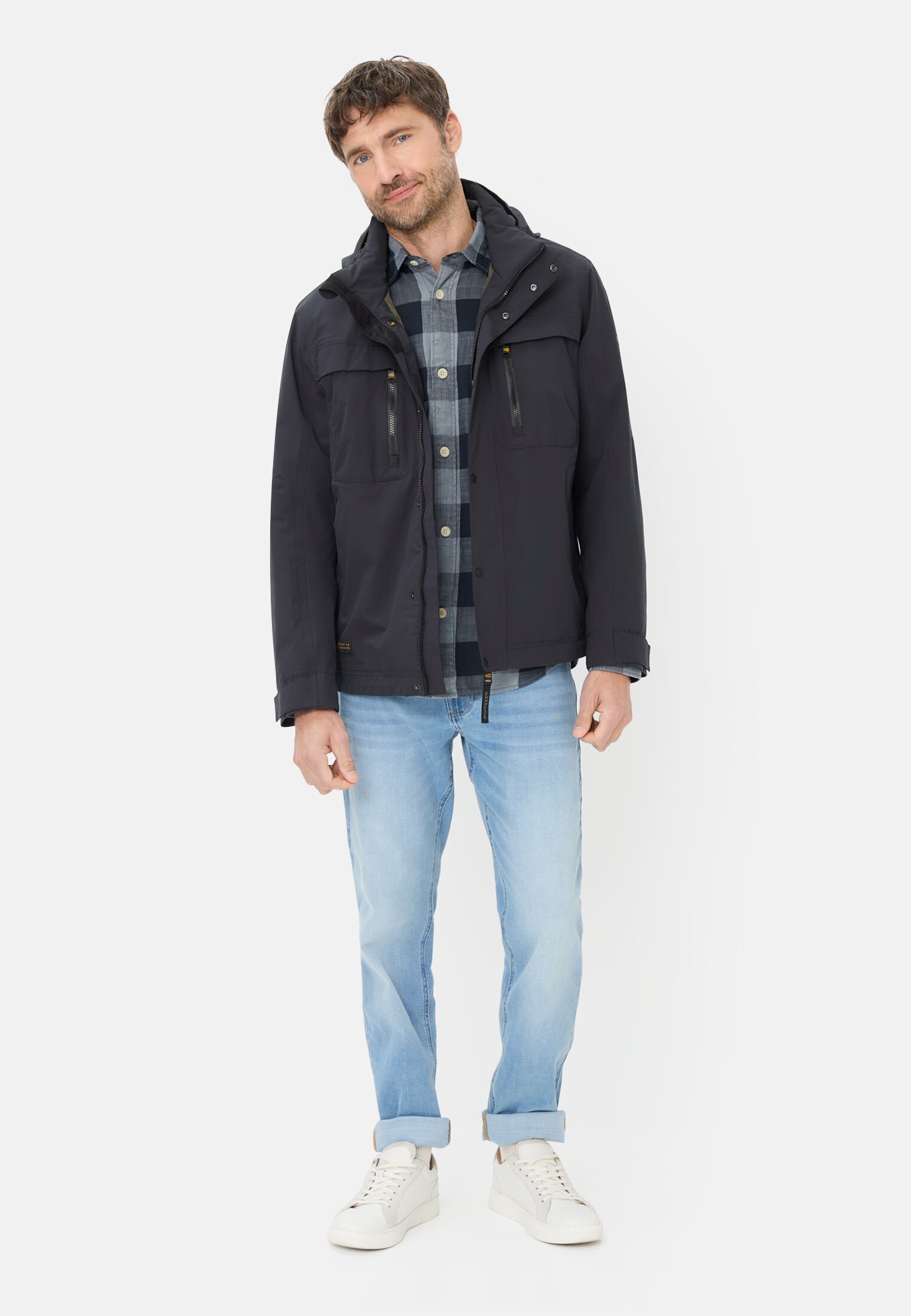 Heren teXXXactive® Blouson met afneembare capuchon Donkerblauw gedragen voor lichaam compleet