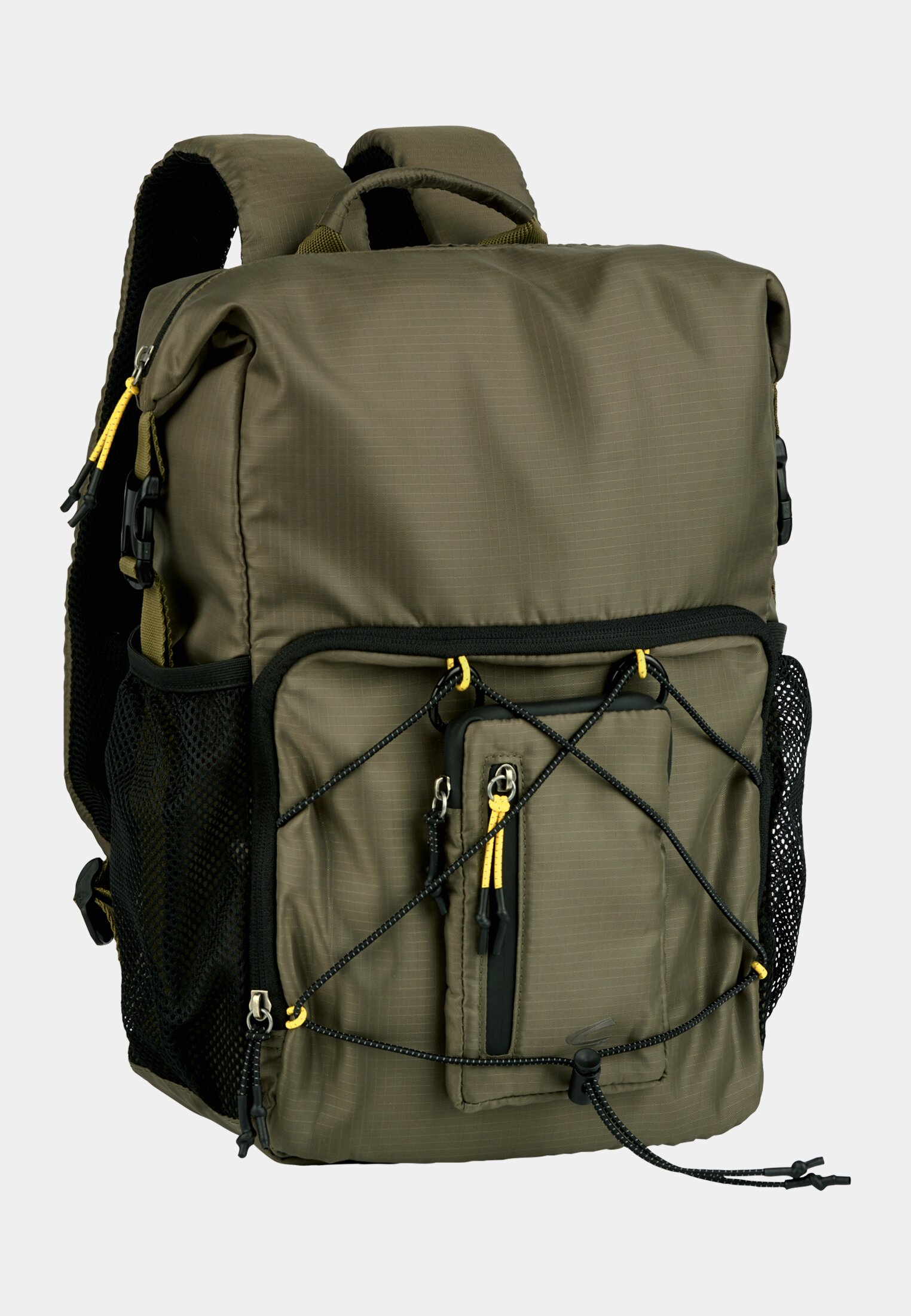 Men Shores rucksack with detachable front pocket Khaki frontal front