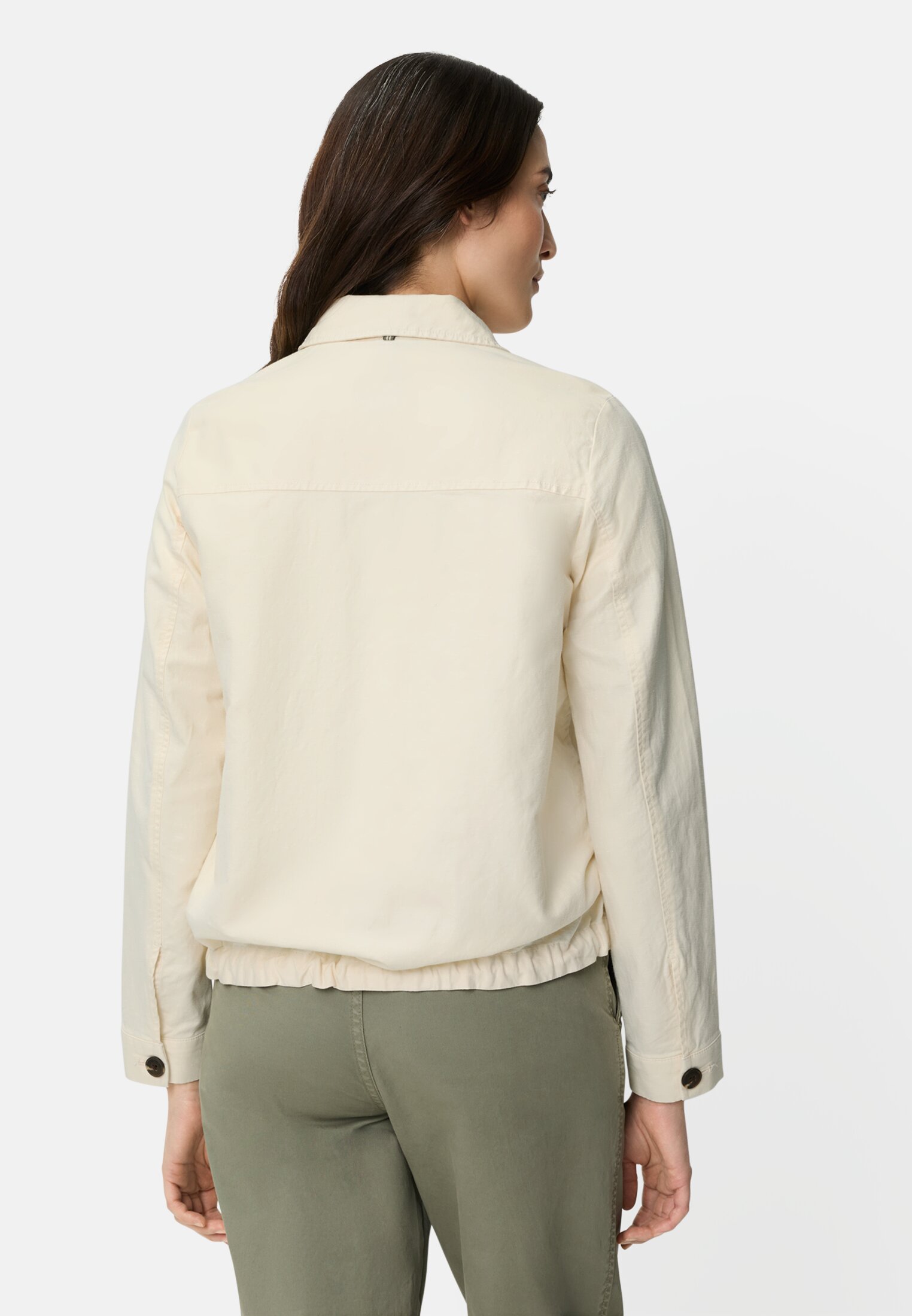 Women Lightweight blazer made from a linen blend White worn back