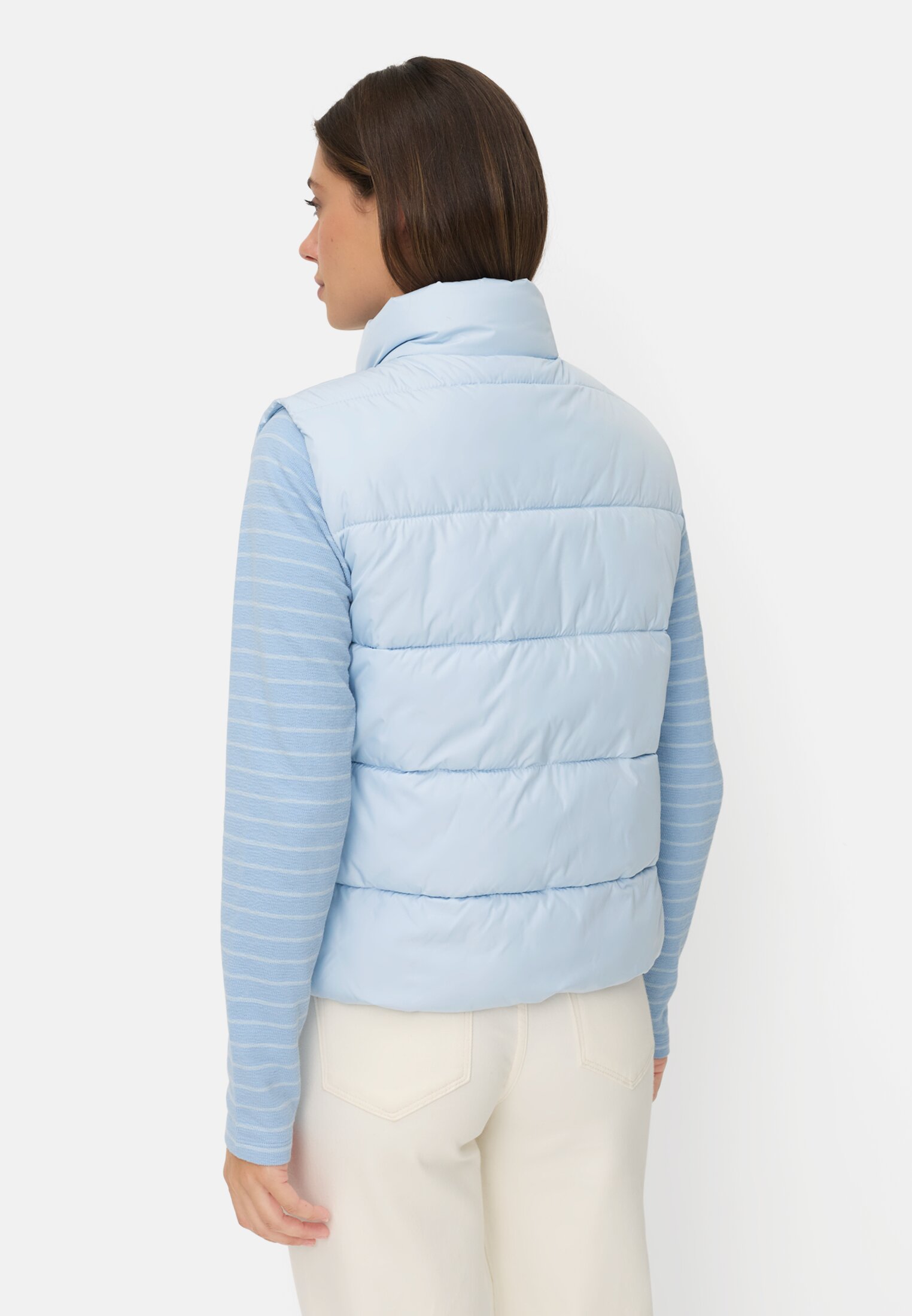 Vrouwen Winddichte bodywarmer met ritszakken Lichtblauw gedragen achter