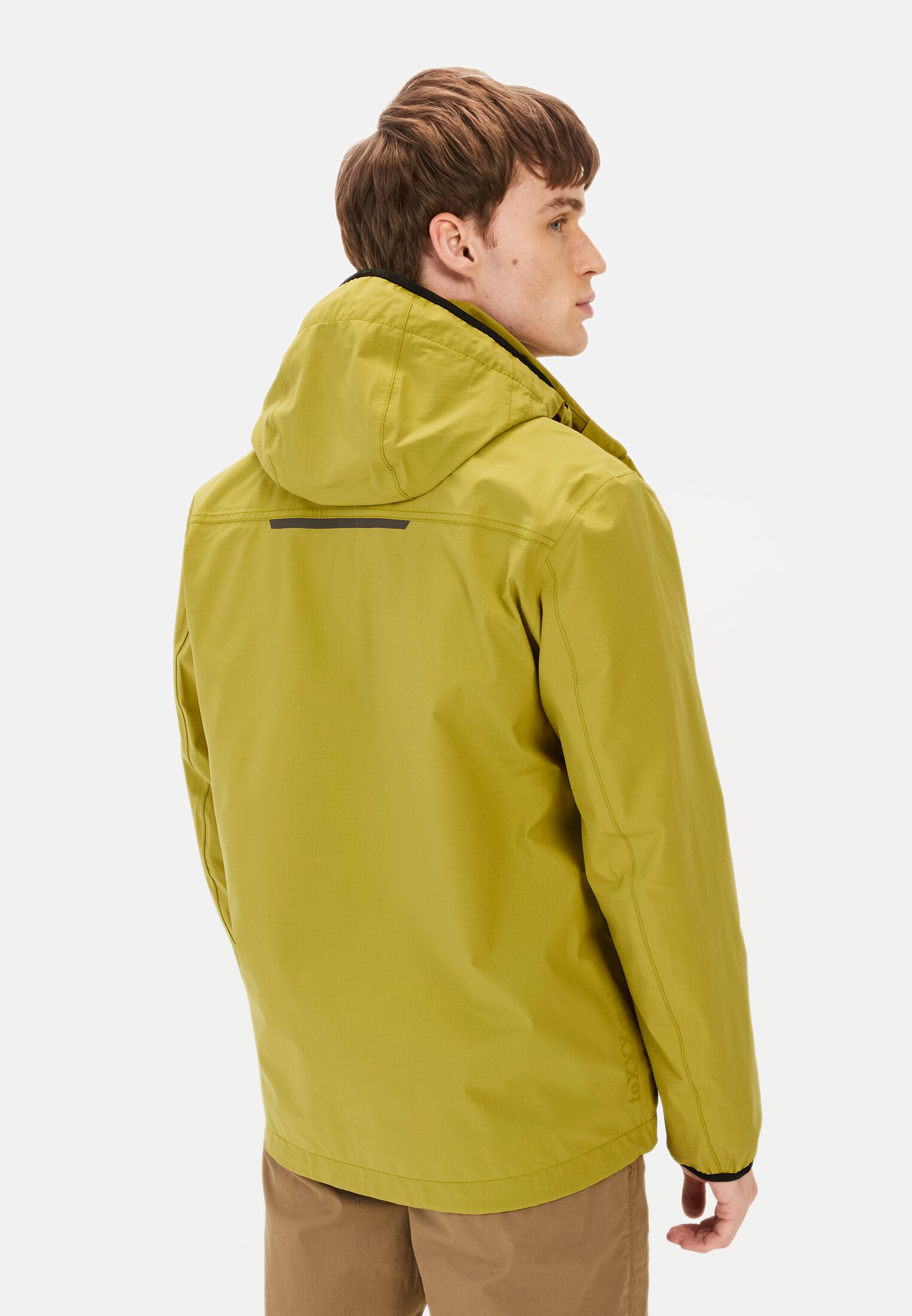 Men TeXXXactive® Windbreaker with removable hood Moss worn back