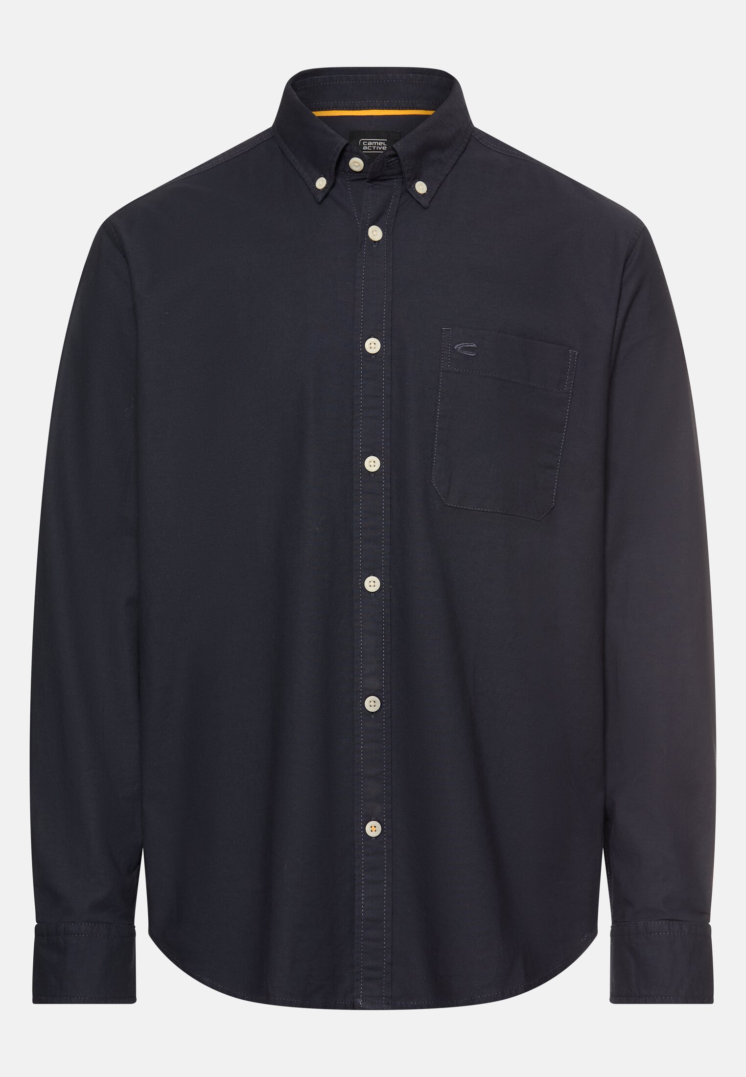 Heren Overhemd met lange mouwen met borstzak Marineblauw frontaal voor