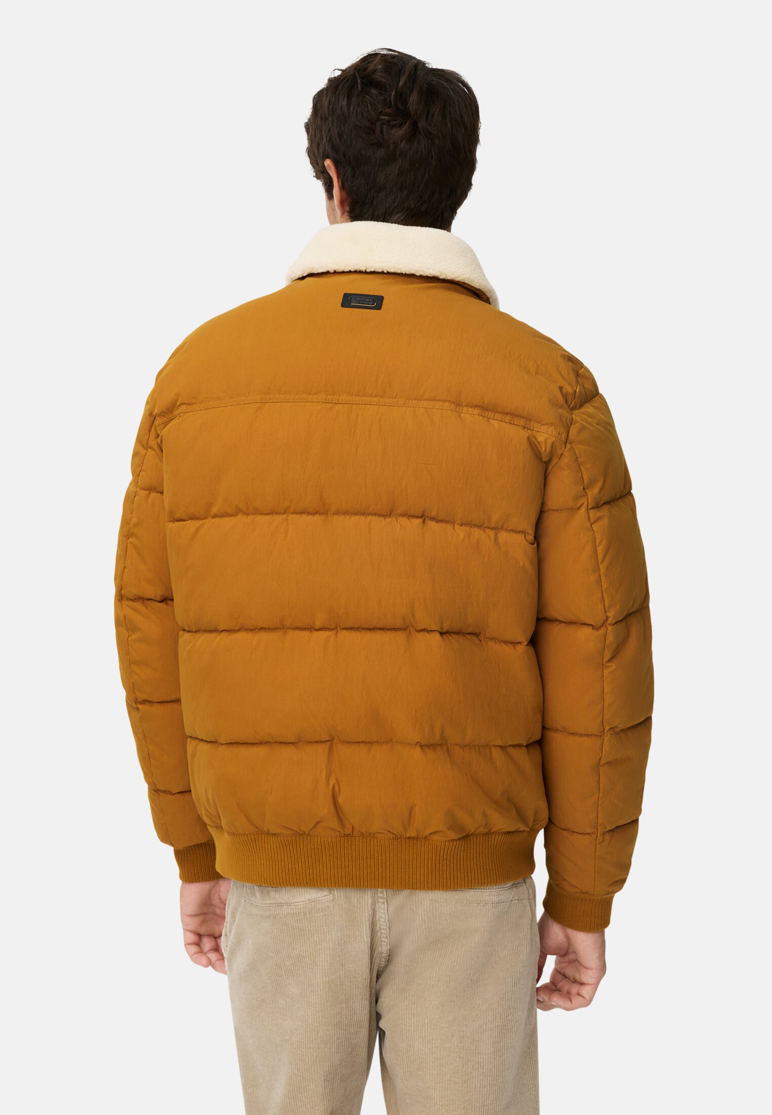 Herren Blouson mit abnehmbaren Kragen Gelb getragen hinten
