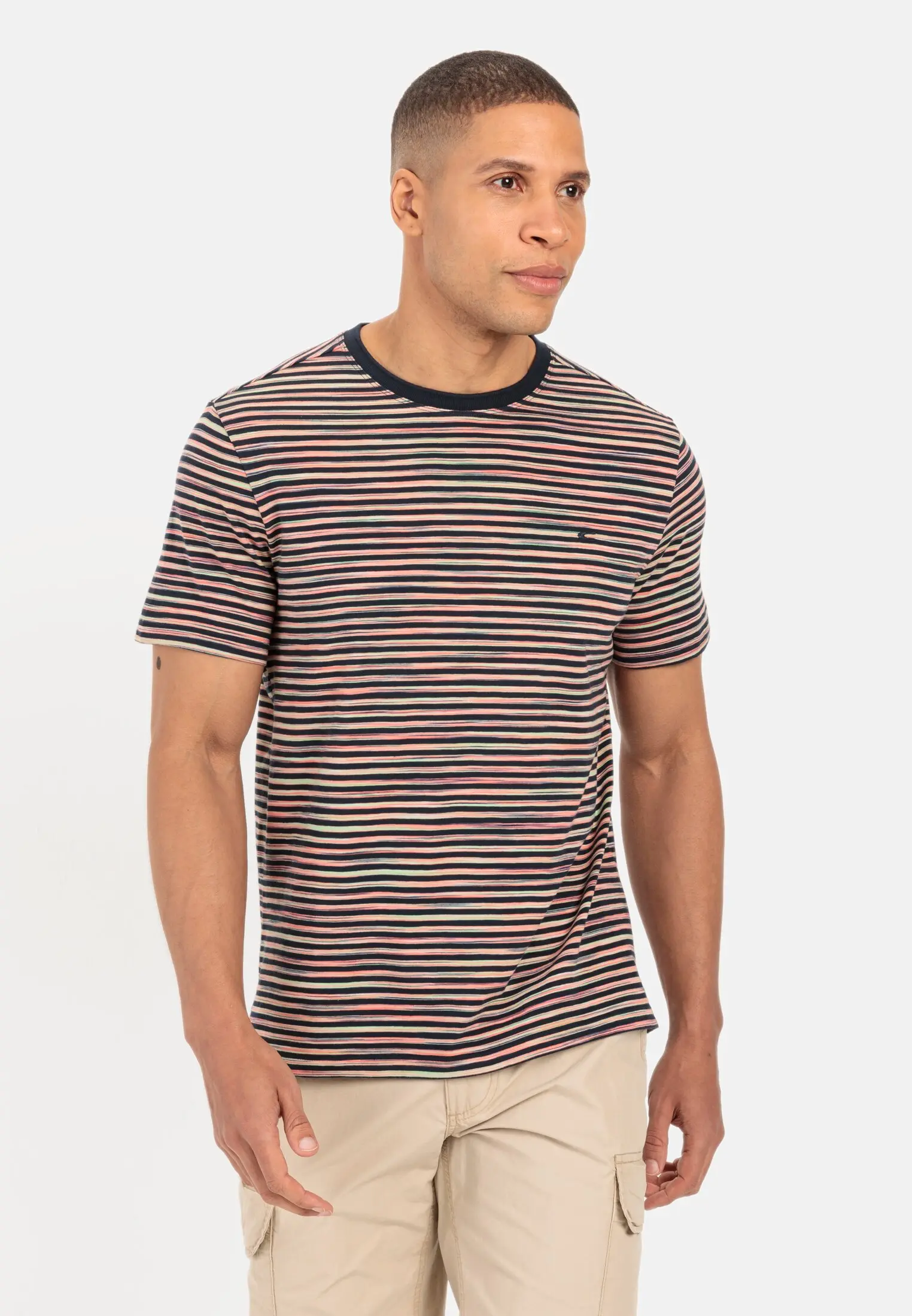 Striped round neck t shirt cheap