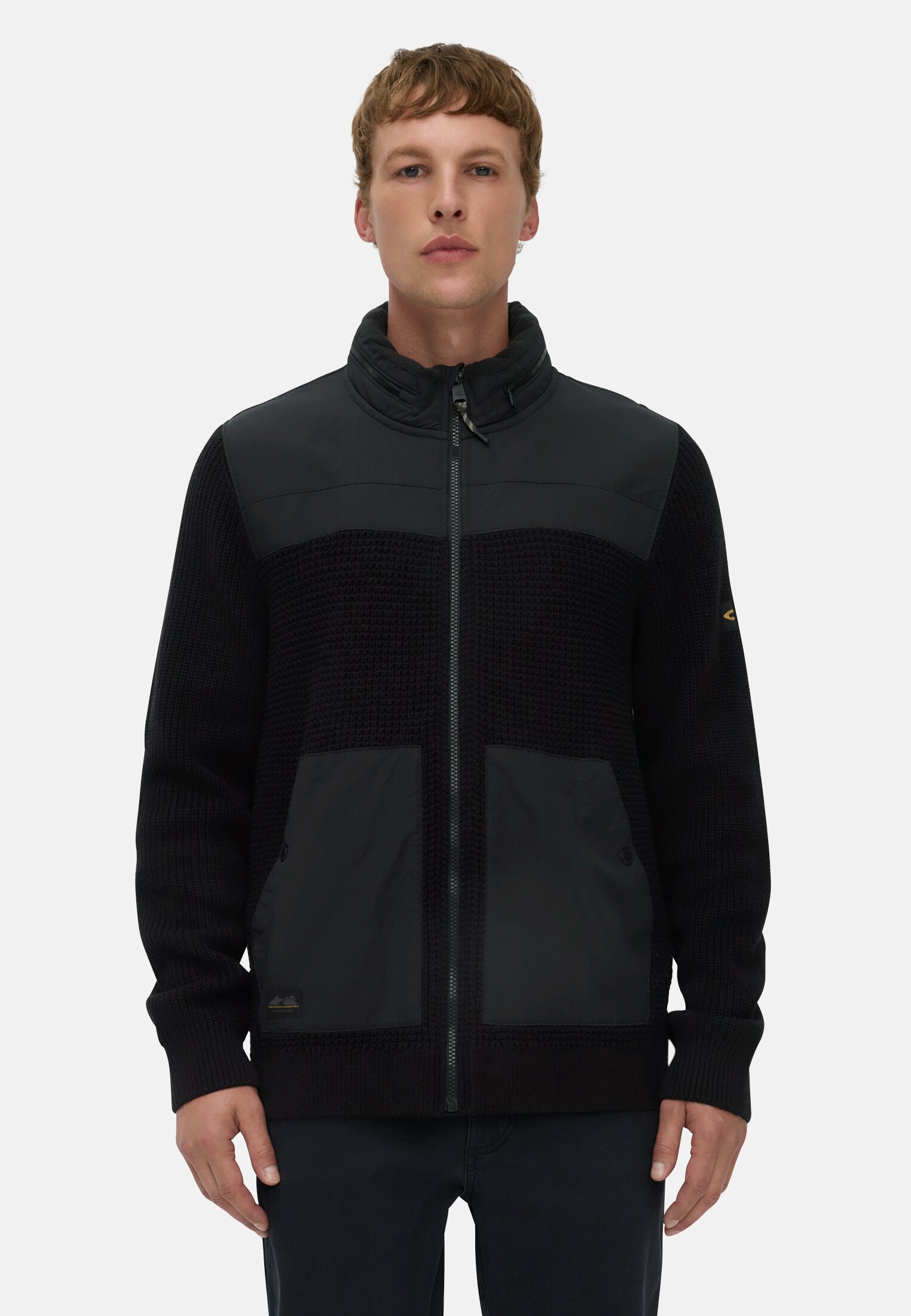 Heren Vest met oprolbare capuchon Zwart gedragen voor