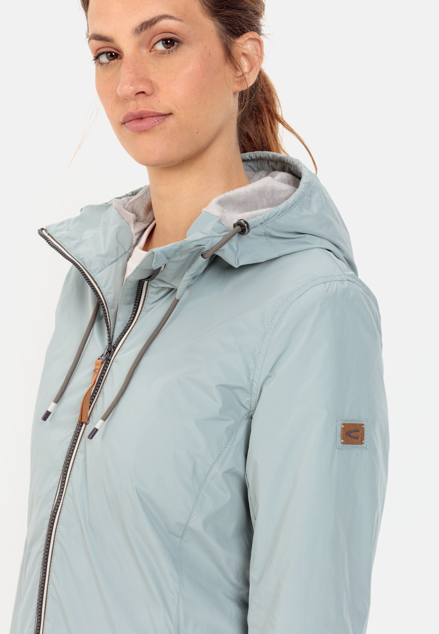Langer Windbreaker für Damen in Blau-Grau | 36