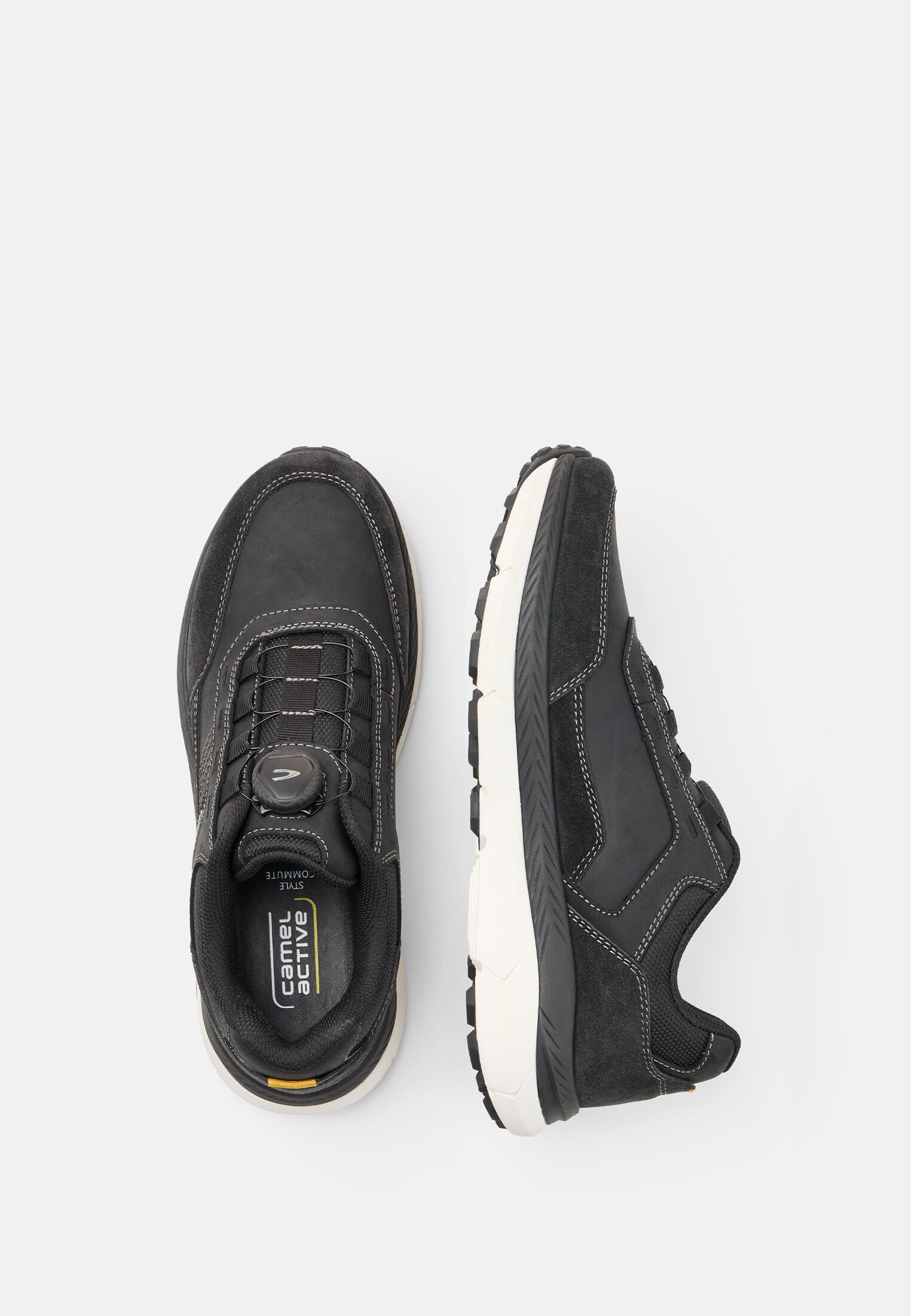 Herren Leder Sneaker mit Textilfutter Schwarz frontal oben