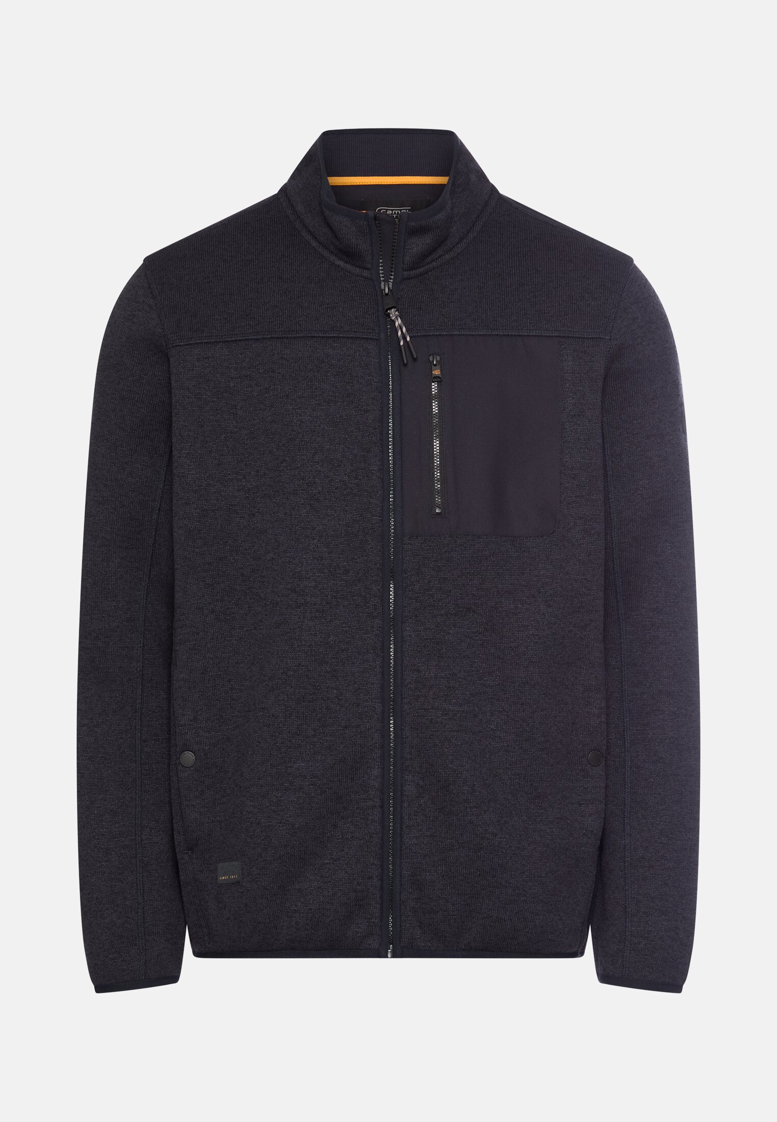 Men Fleece jacket with high collar Navy blue frontal front
