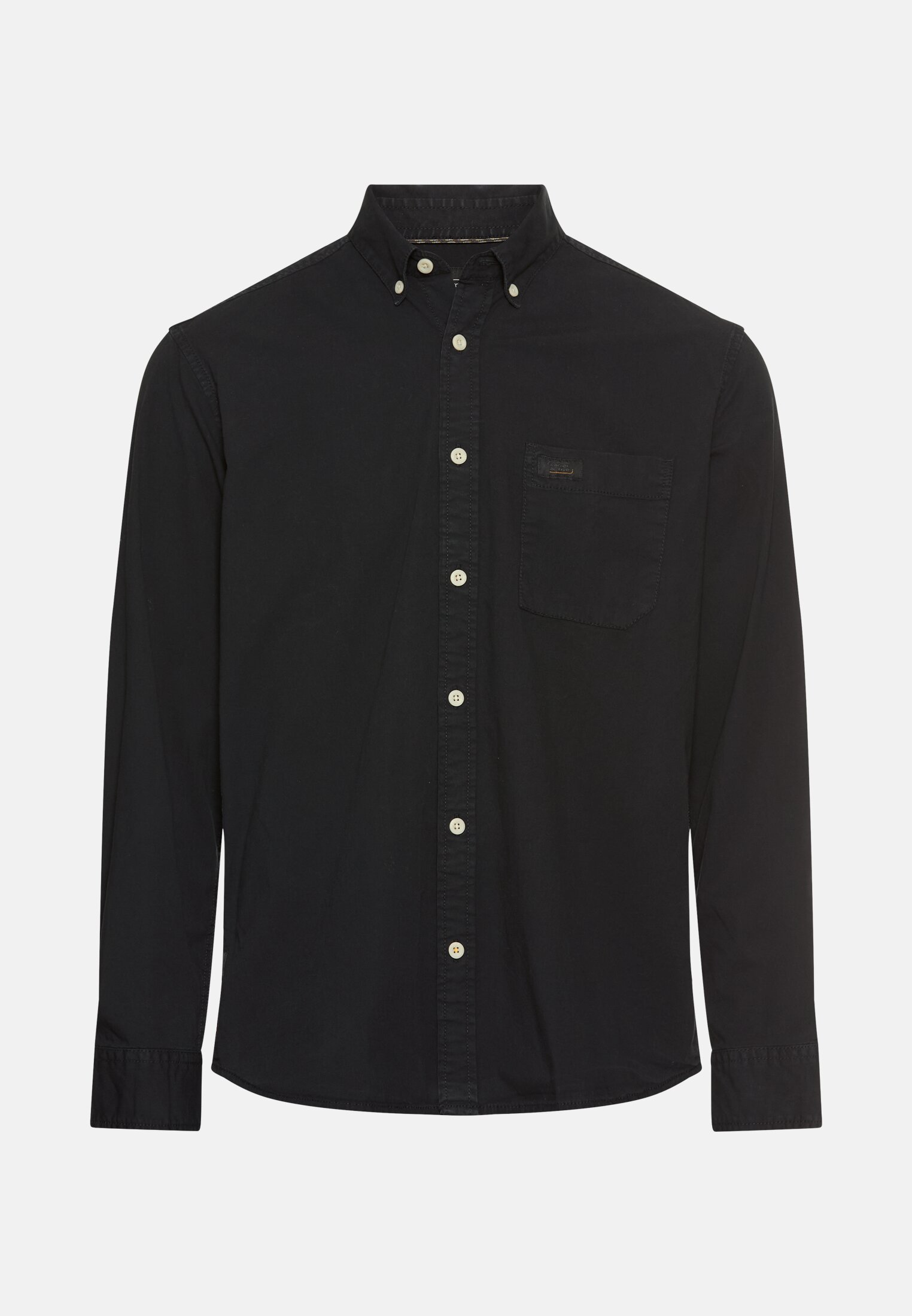 Men Long-sleeve shirt with button-down collar Black frontal front