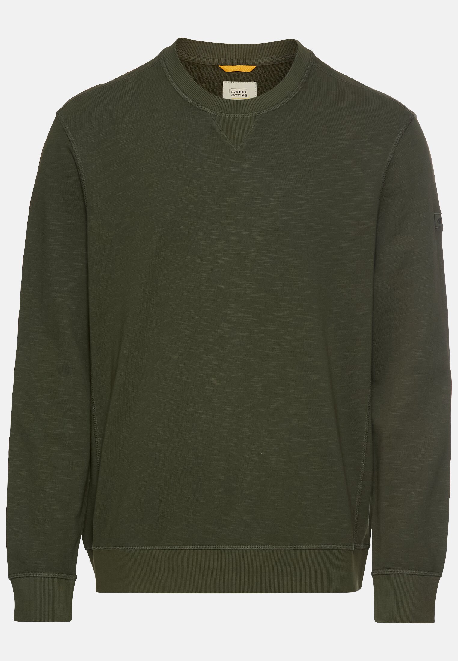Herren Rundhals Sweatshirt aus reiner Baumwolle Blattgrün frontal vorn