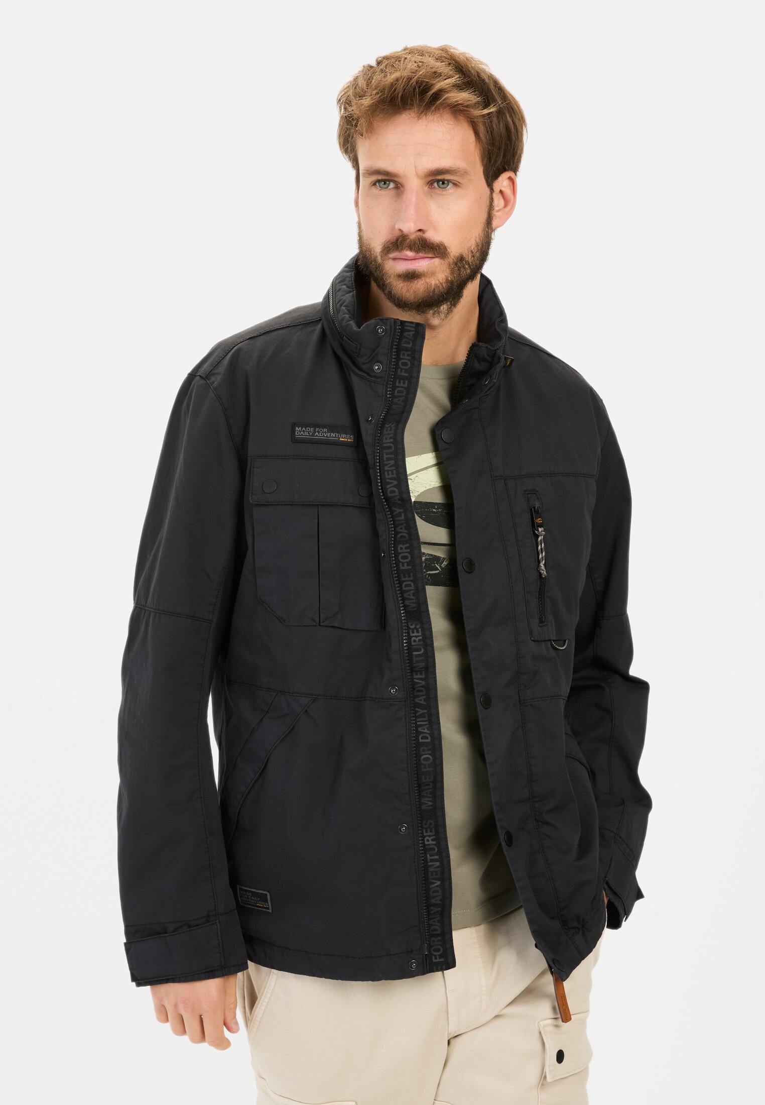 Men Blouson in field jacket style Dark Blue worn front