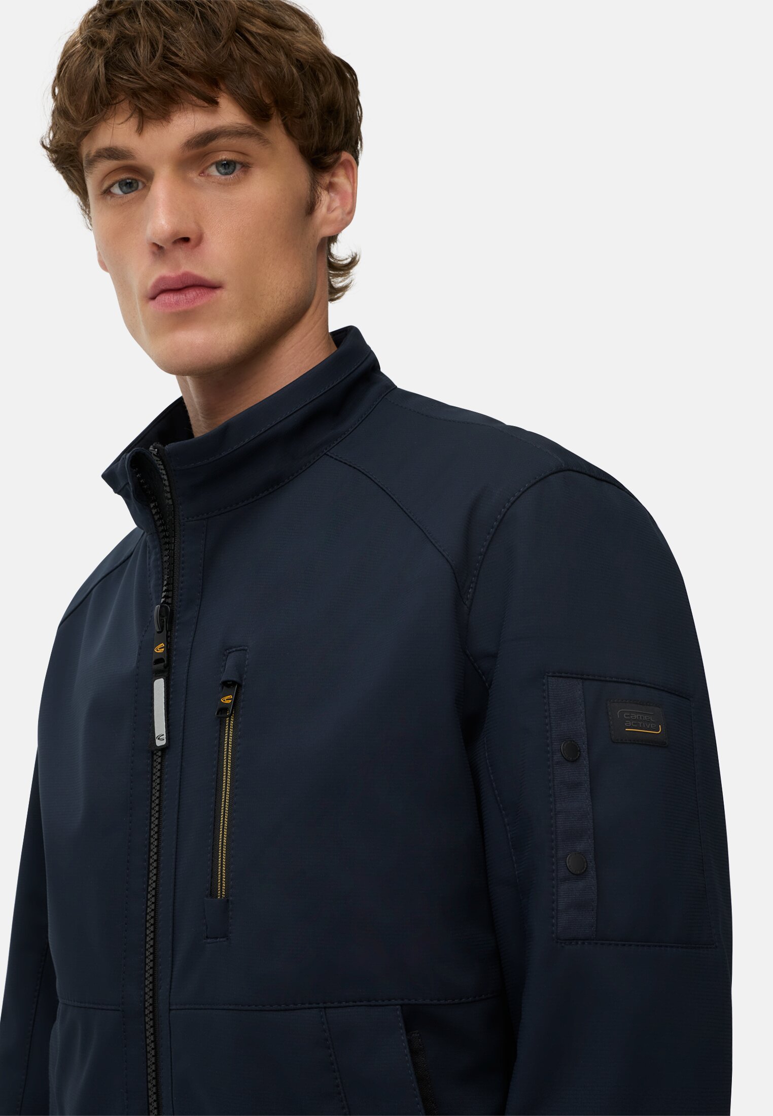 Men Blouson made of pure polyester Navy blue worn detail close